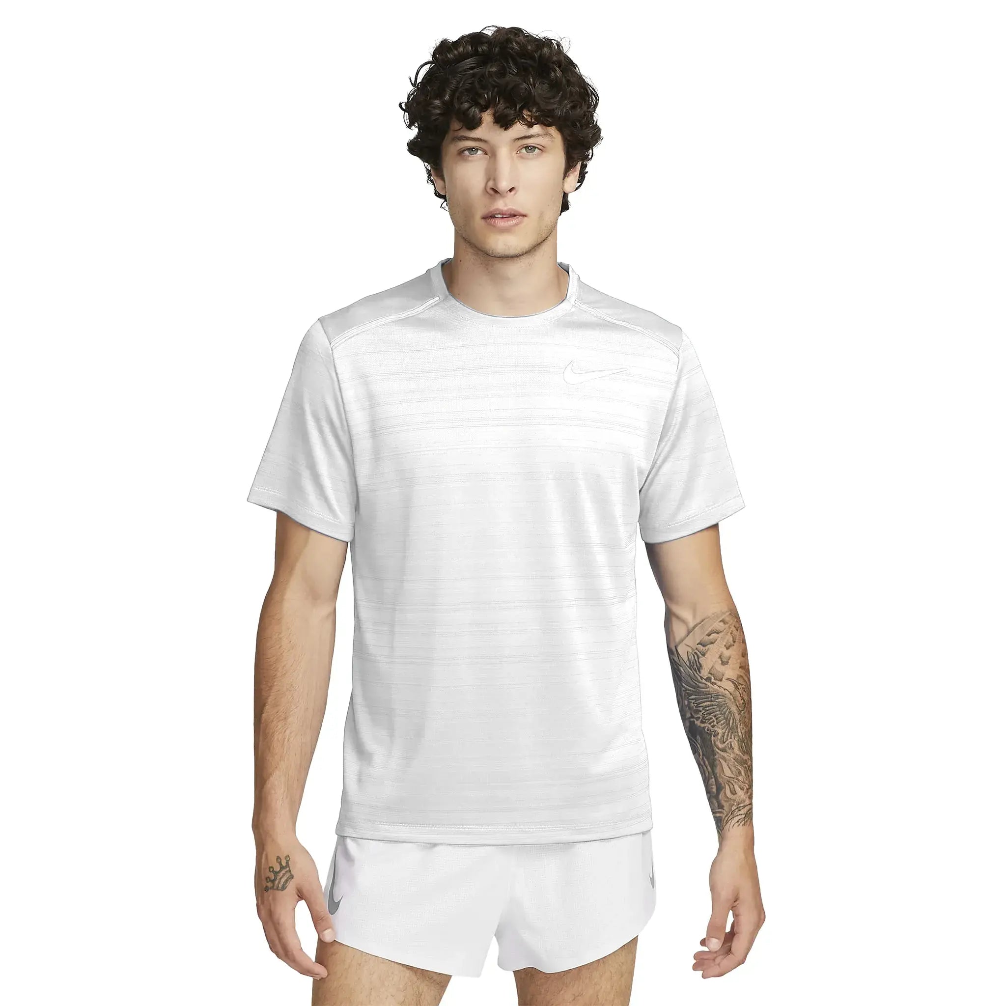 Nike Dri-FIT 1.0 White Running T-Shirt for Men - Lightweight Moisture-Wicking Athletic Shirt for Jogging, Gym Workouts & Marathon Training