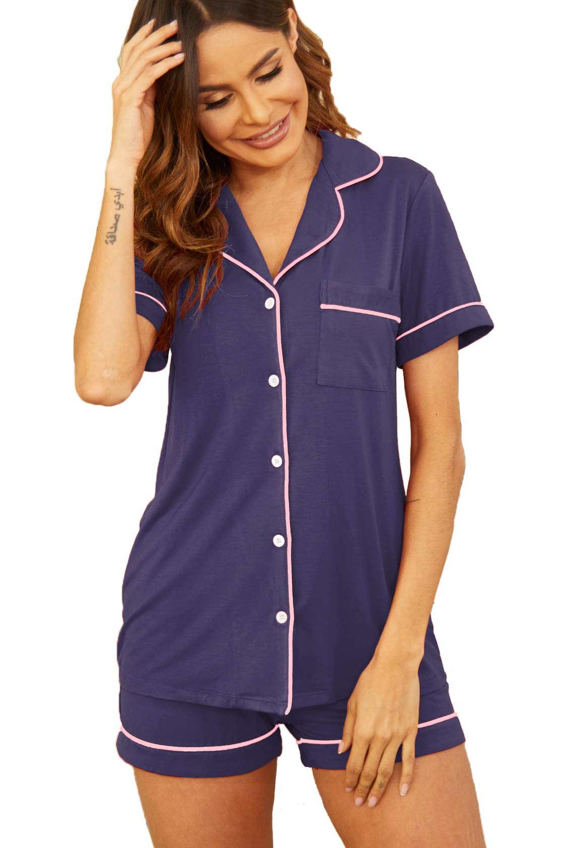 Women's Soft Long Sleeve Button Down Pajama Set - Cozy Sleepwear & Lounge Pjs for Relaxing at Home, Nighttime Comfort, and Gift Giving