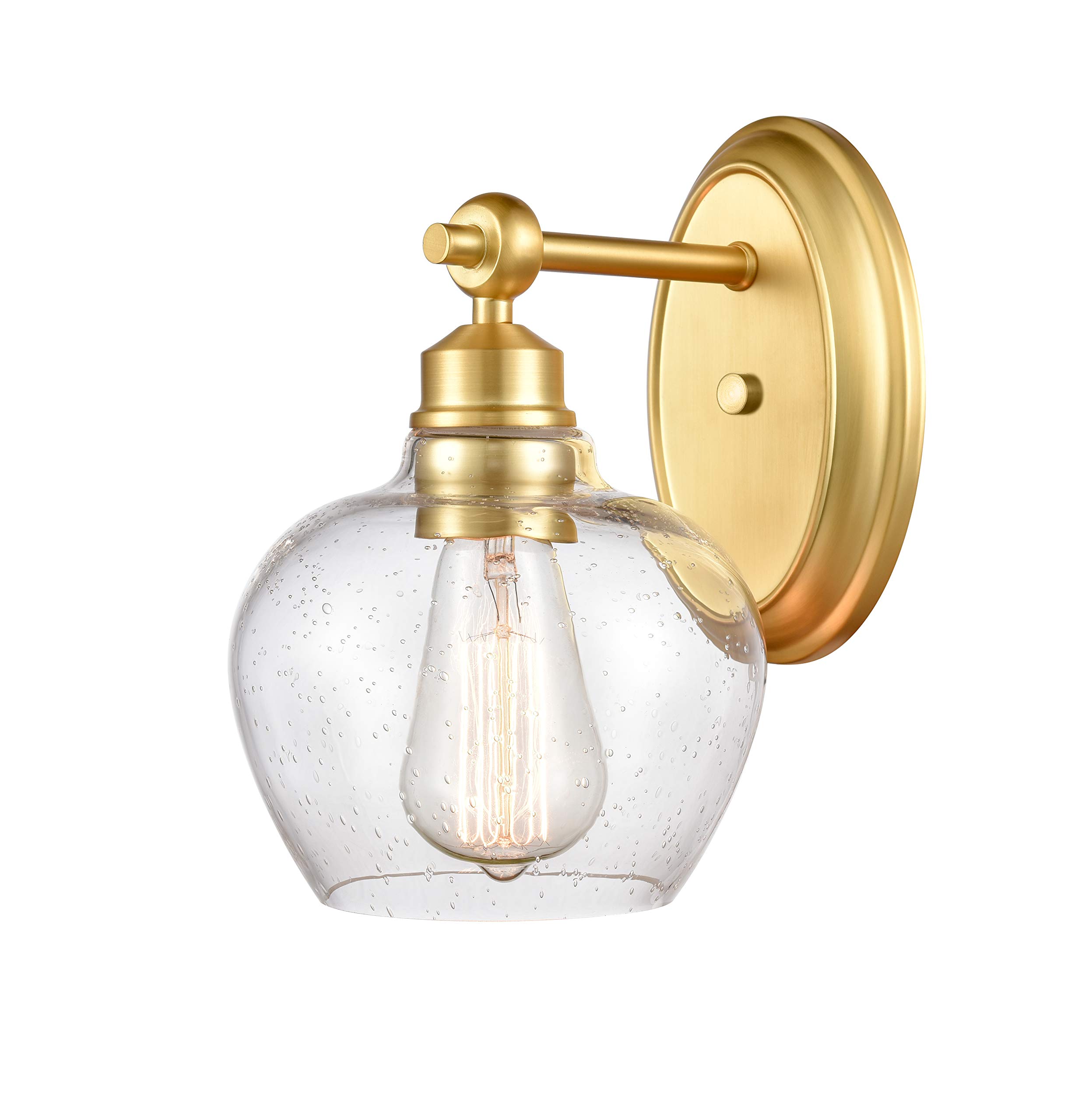 Innovations 438-1W-SG-SDY Single Light Bathroom Vanity Light Fixture in Satin Gold Finish – Perfect for Modern Bathrooms, Powder Rooms & Home Decor