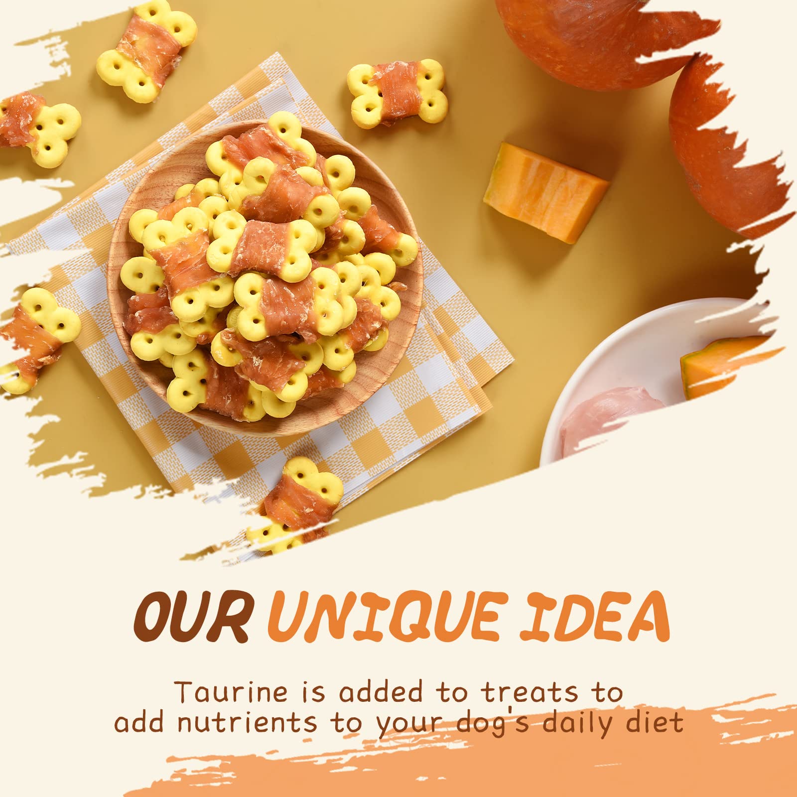 Healthy Chicken Wrapped Pumpkin Dog Treats - Grain Free, Low Fat Training Snacks with Taurine - 12.5 oz for Small & Large Dogs - Perfect for Obedience Training & Rewarding Good Behavior