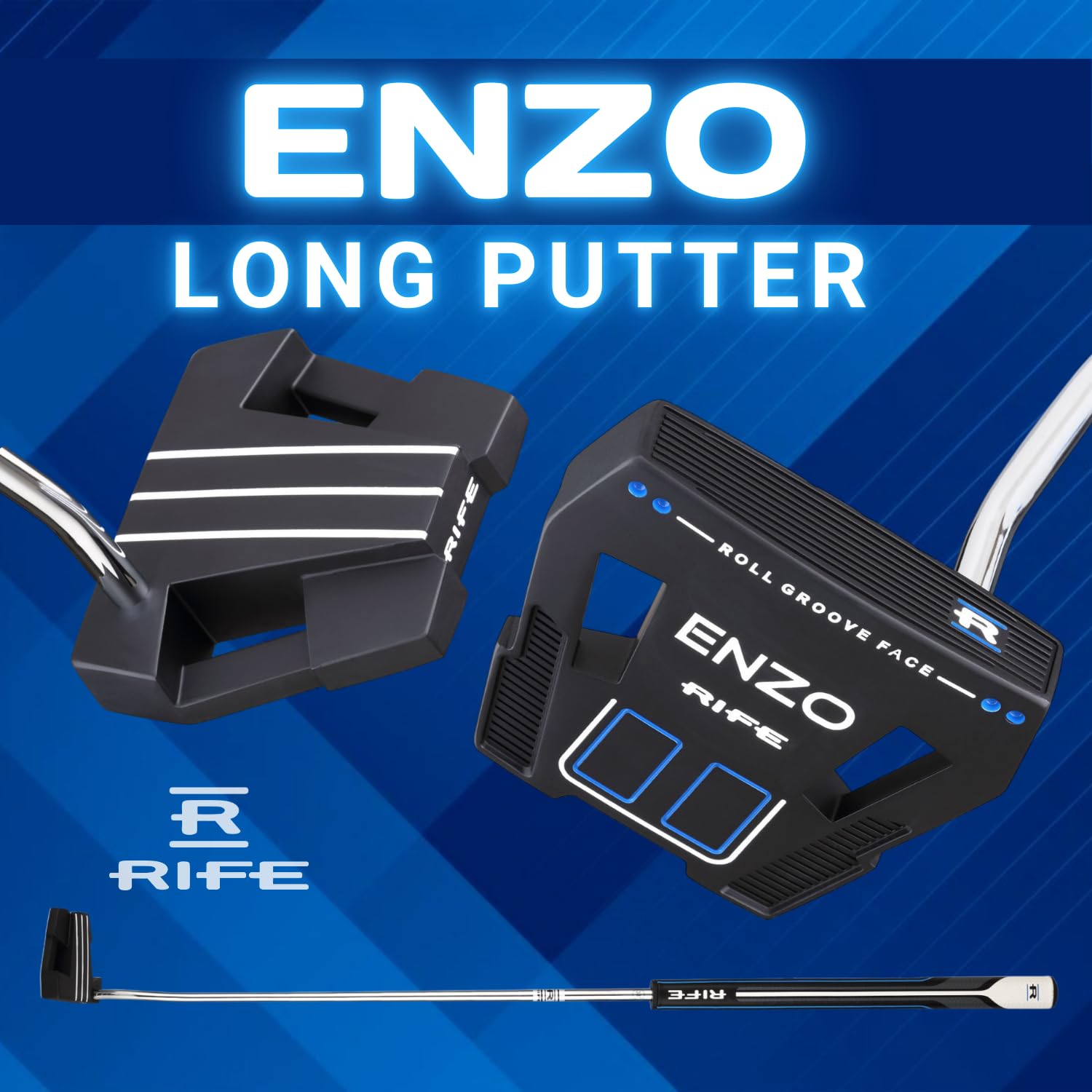 Rife ENZO Extra Long 38 Inch Putter with 16 Inch Oversized Golf Grip & Headcover - Premium Golf Club for Tall Players & Improved Putting Accuracy on Greens