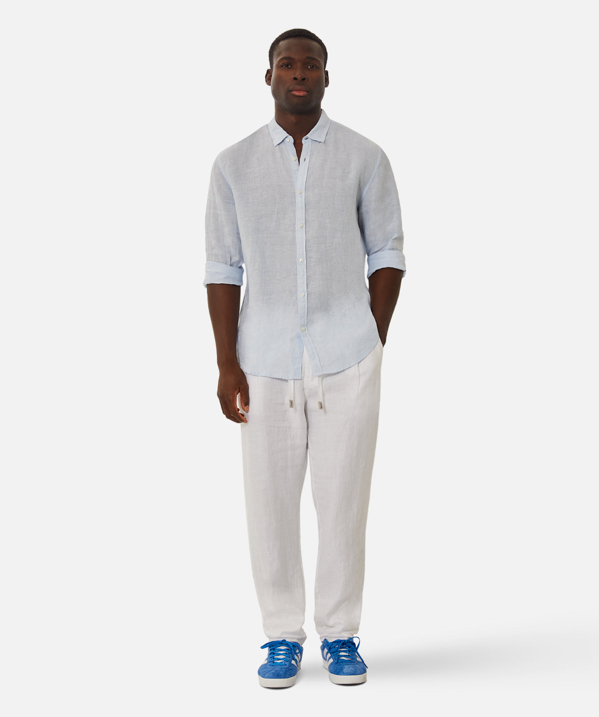 Premium Tennyson Linen Long Sleeve Shirt for Men - Breathable Sky Blue Button Down Shirt - Perfect for Casual Wear, Office & Summer Outfits