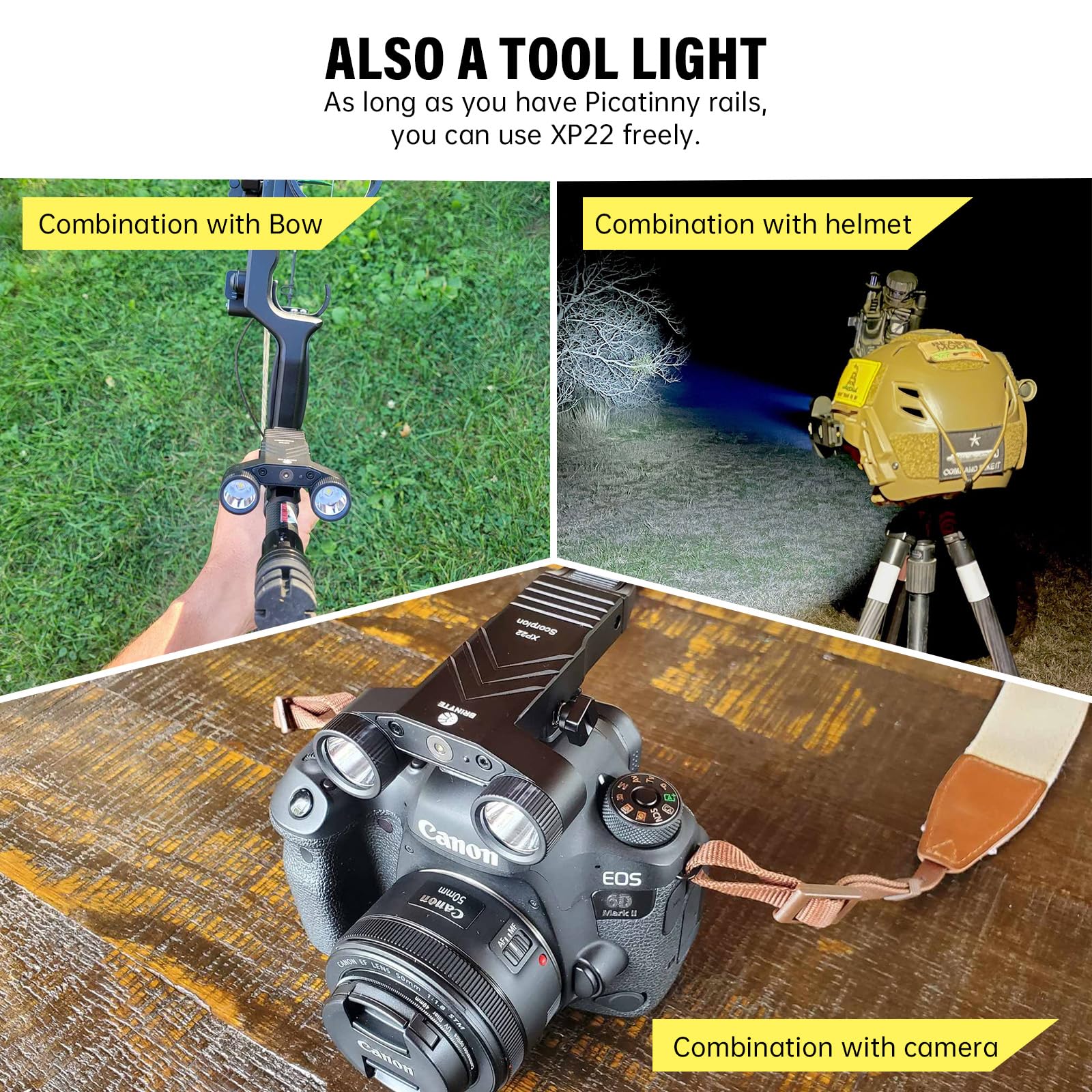 Brinyte XP22 1300 Lumens Tactical Flashlight with Strobe - Compact Picatinny Rail Mount Weapon Light, Magnetic USB Rechargeable, Built-in Pressure Switch - Perfect for Hunting, Camping, Home Defense & Emergency Use