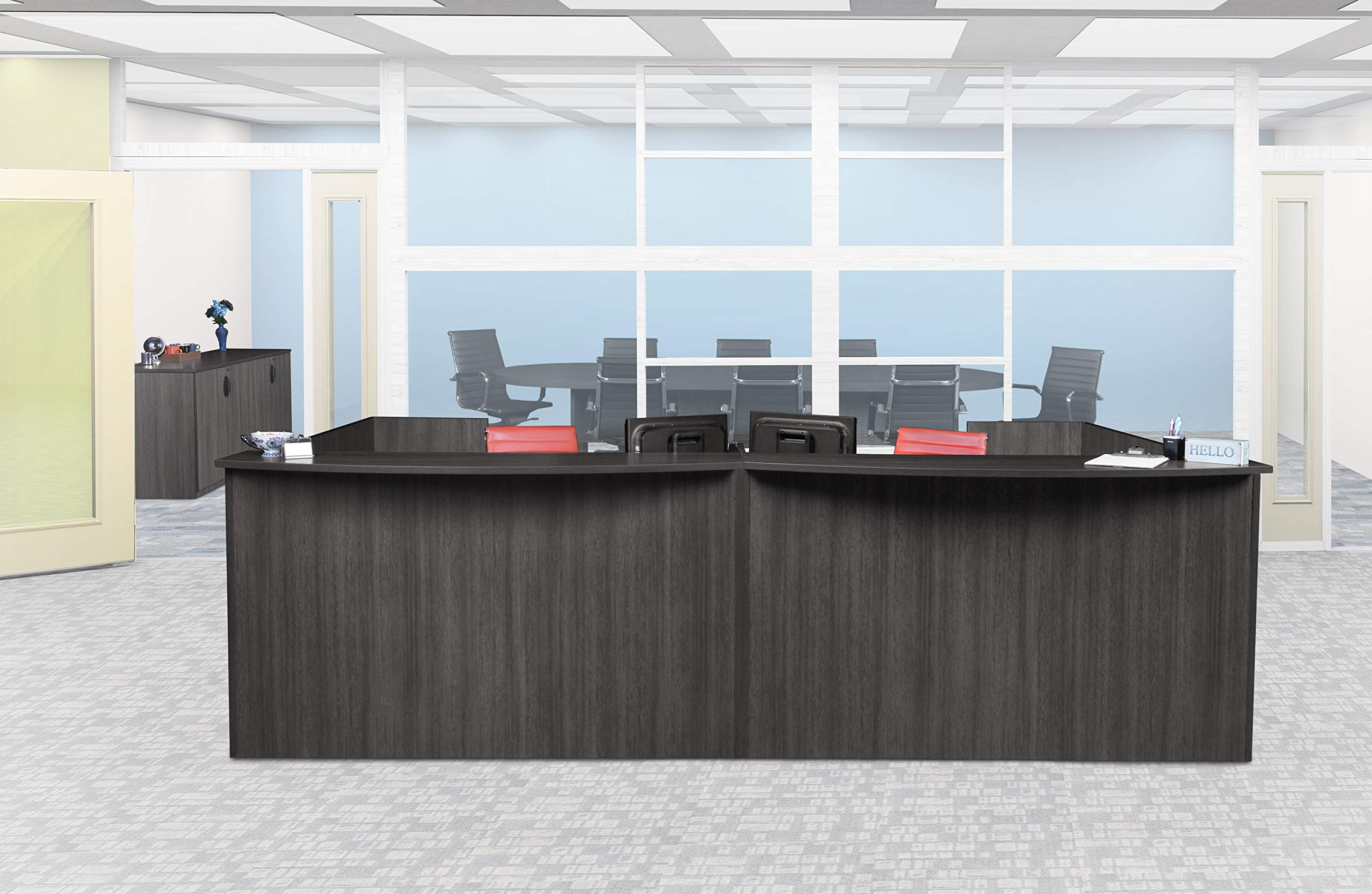 Romig Legacy Single Pedestal Reception Desk - Ash Grey Office Furniture for Professional Spaces | Modern L-Shaped Workstation for Corporate, Hotel & Medical Offices