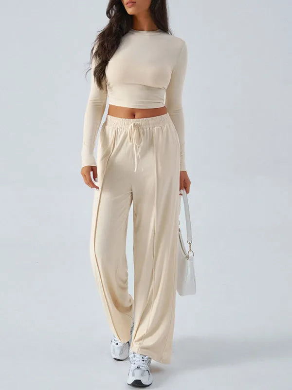 Comfortable Women's Casual Jersey Two Piece Set - Lounge Wear, Sleepwear & Home Outfit for Relaxing