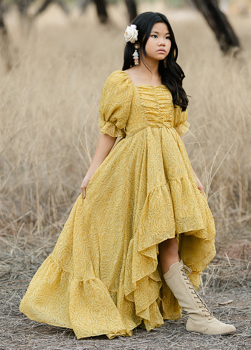 Shwaney Women's Floral Print Impact Dress in Citron Yellow - Perfect for Summer Parties, Weddings & Casual Outings