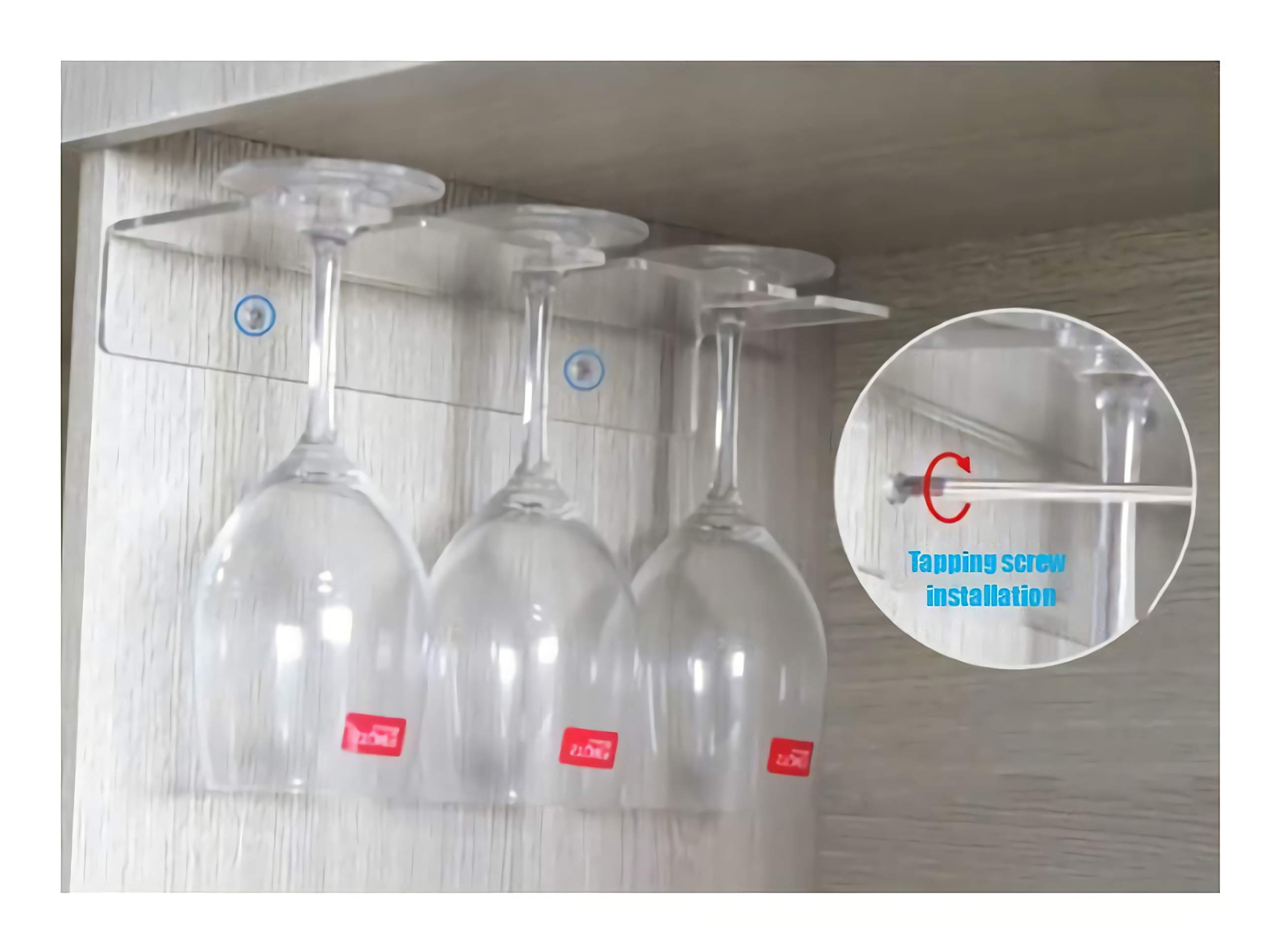 Clear Acrylic Stemware Rack Set of 2 - 11 Inch Under Cabinet Wine Glass Holder for Kitchen Organization & Storage | Perfect for Wine Bar, Dining Room, and Entertaining