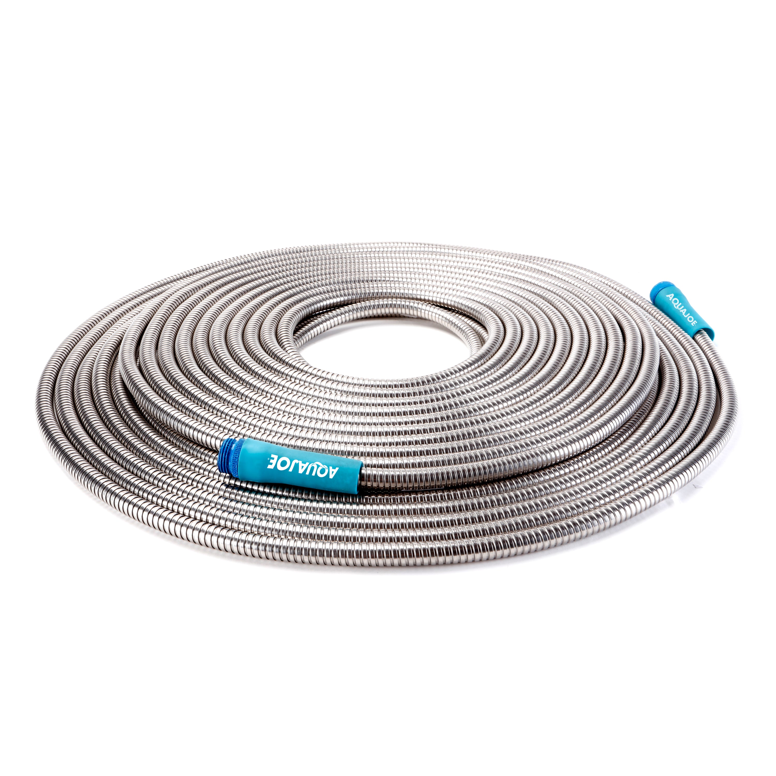 Aqua Joe AJSGH100 Heavy Duty Puncture Proof Metal Garden Hose - 100 Foot 304 Stainless Steel Spiral Construction with 1/2 Inch Diameter | Perfect for Outdoor Watering, Car Washing & Yard Cleaning