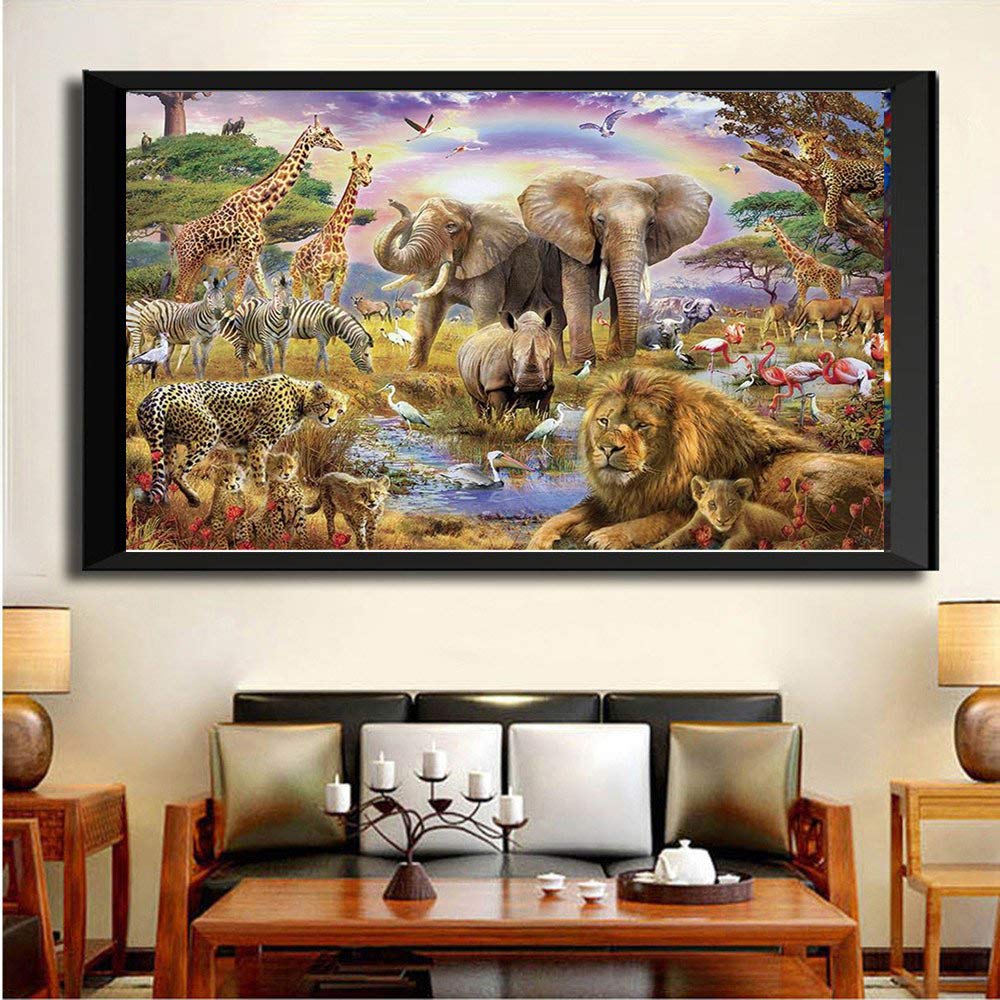 1000-Piece African Animal Jigsaw Puzzle - Jungle Scene with Elephants & Wildlife for Adults | Home Decor, School Supplies & Educational Activity | Perfect for Relaxation, Family Bonding & Classroom Learning
