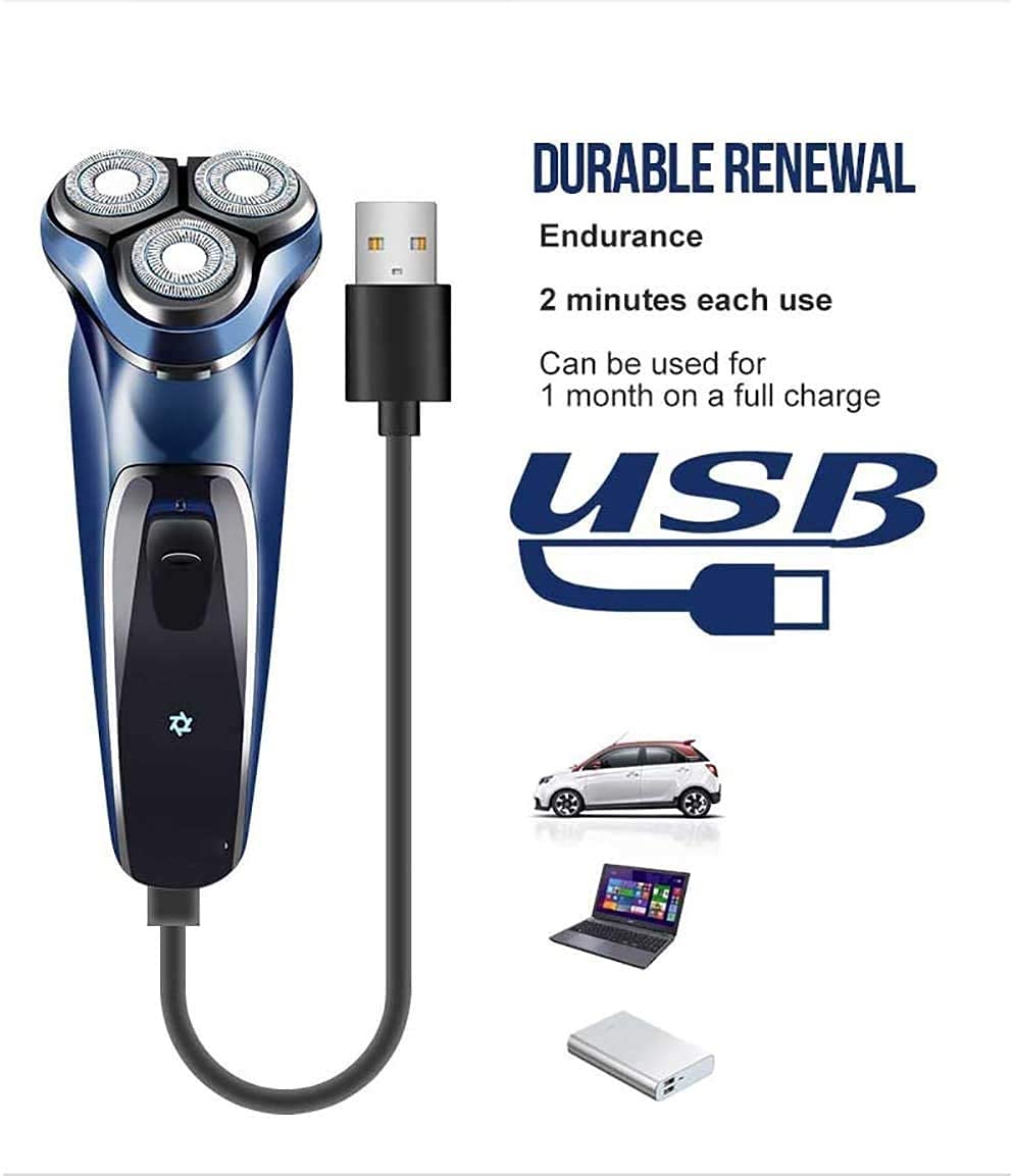 3D Rechargeable Waterproof Electric Shaver for Men - Cordless Rotary Razor with Pop-up Trimmer, Silver | Perfect for Travel, Gym & Daily Grooming