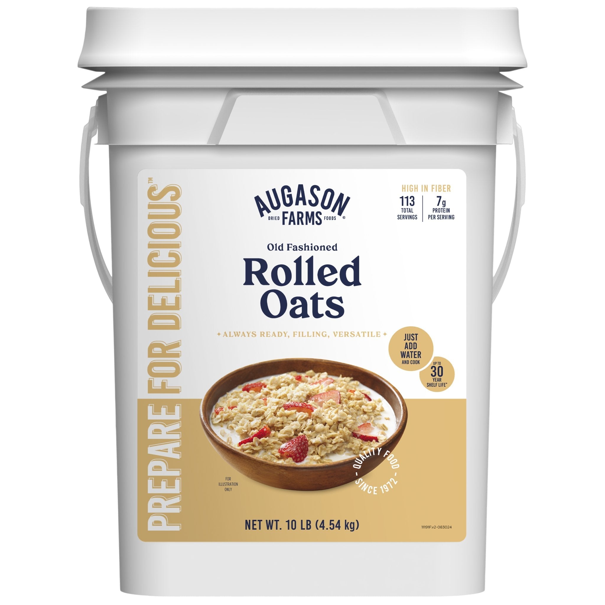 Organic Old Fashioned Rolled Oats - 4 Gallon Bulk Pail (113 Servings) | Non-GMO, Gluten-Free Whole Grain Oatmeal for Baking, Breakfast & Healthy Snacks