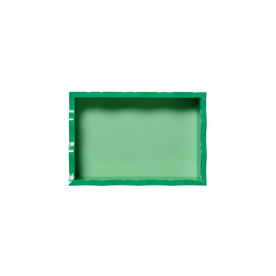 Elegant Green Rectangular Scalloped Serving Tray - Perfect for Home Decor, Wedding Centerpieces & Party Dessert Displays