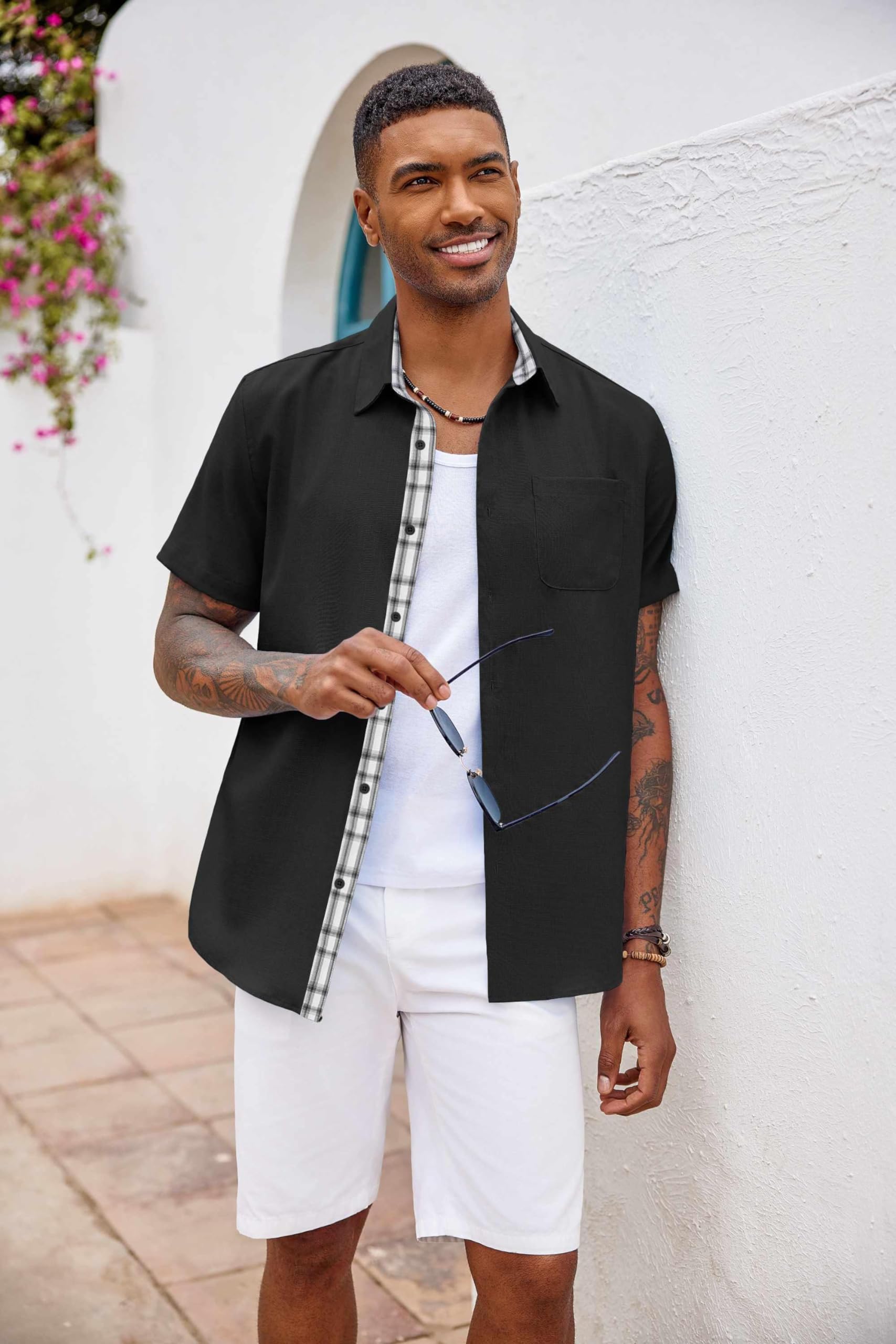 COOFANDY Men's Short Sleeve Button Down Shirts for Summer & Beach