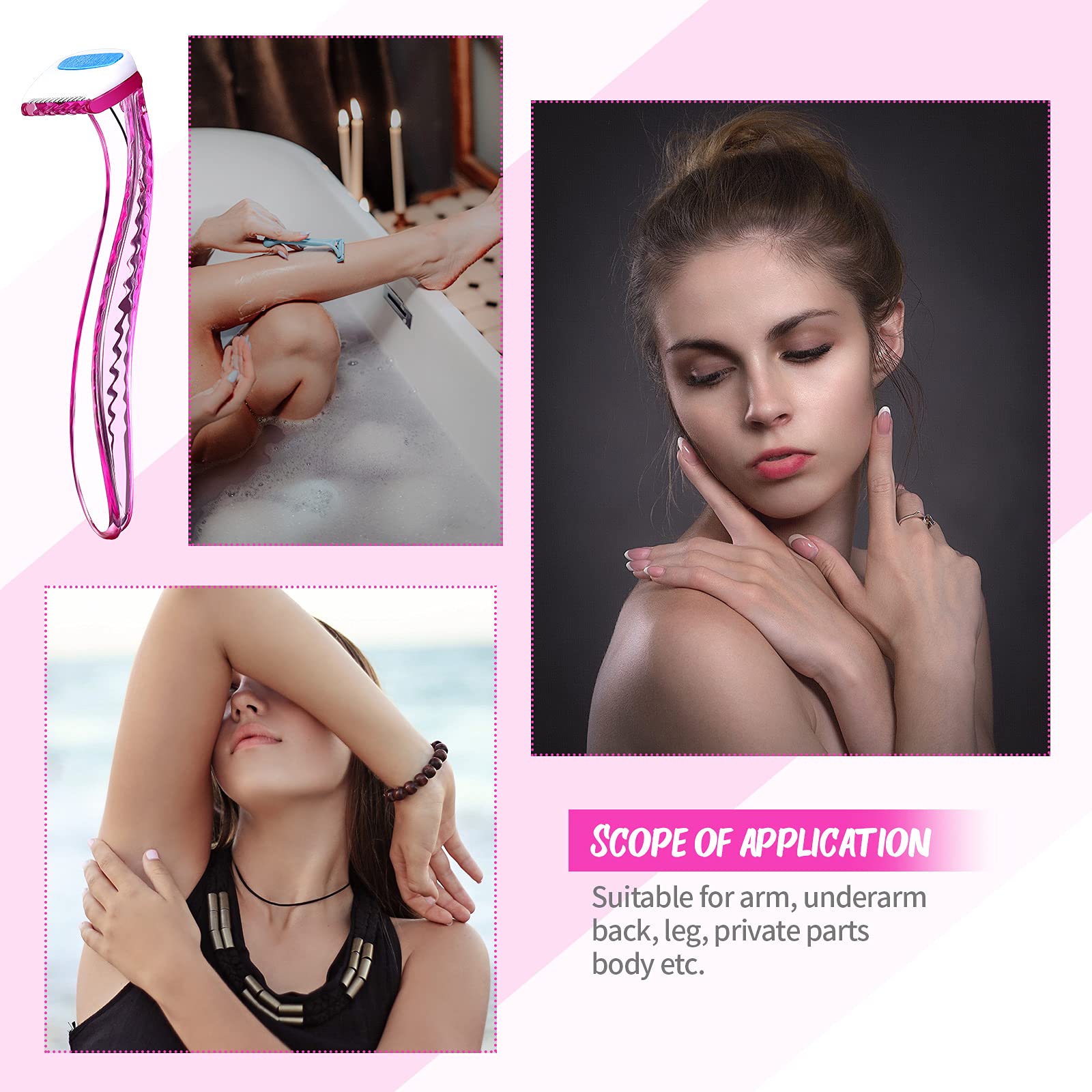Honoson 16-Pack Women's Disposable Razors for Sensitive Skin - Beginner Shaving Kit with Rose Red, Blue & Yellow Razors - Perfect for Travel, Gym & Everyday Smooth Shaving