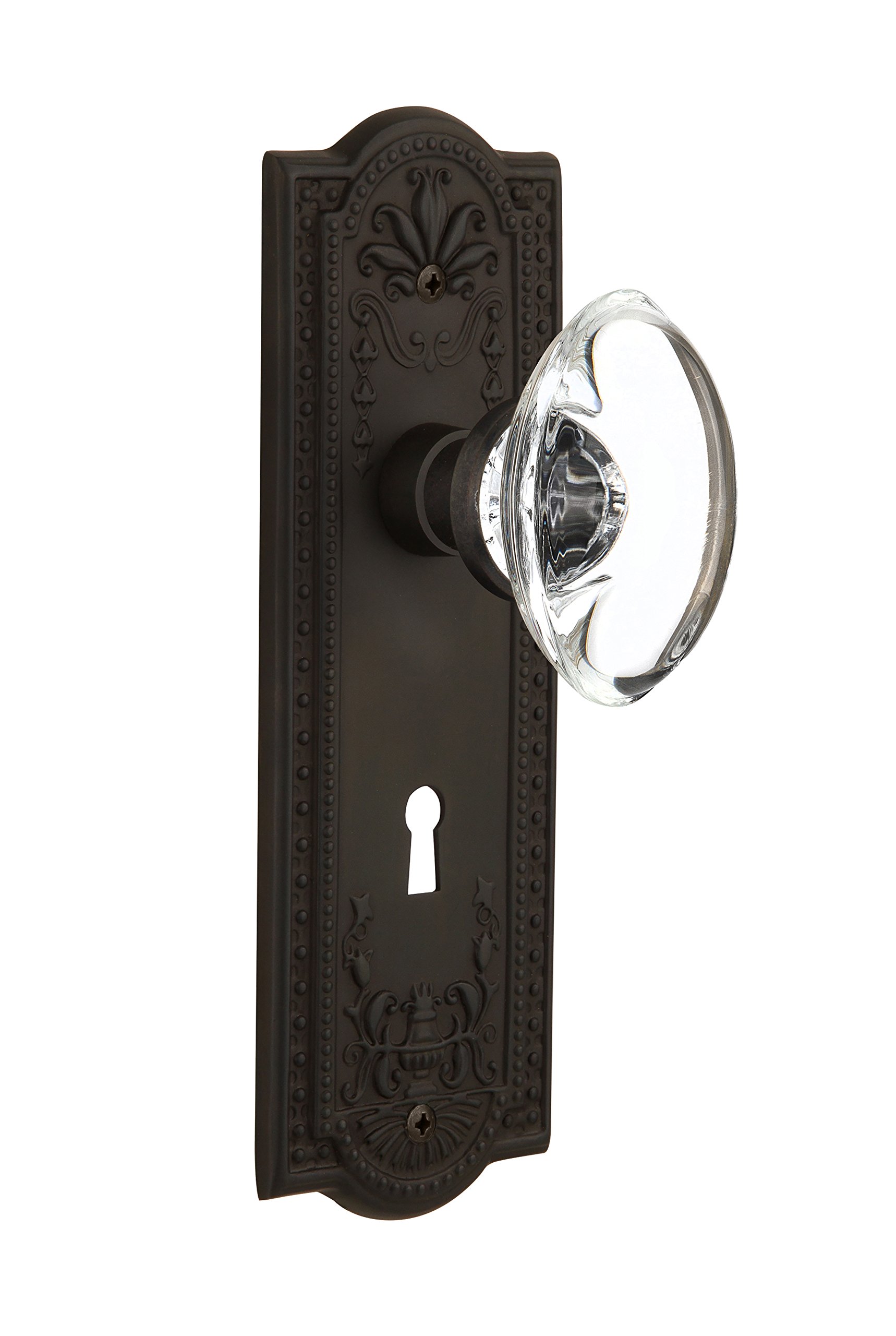Vintage Oil Rubbed Bronze Double Dummy Door Plate with Clear Crystal Glass Knob - Nostalgic Warehouse 711583 | Perfect for Victorian Homes, Antique Furniture & Classic Interior Design