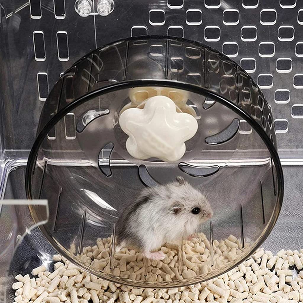 Silent Hamster Running Wheel - Transparent Small Pet Exercise Wheel for Hamsters, Mice & Gerbils - Durable Jogging Treadmill for Cage - Perfect for Nighttime Use & Small Animal Fitness