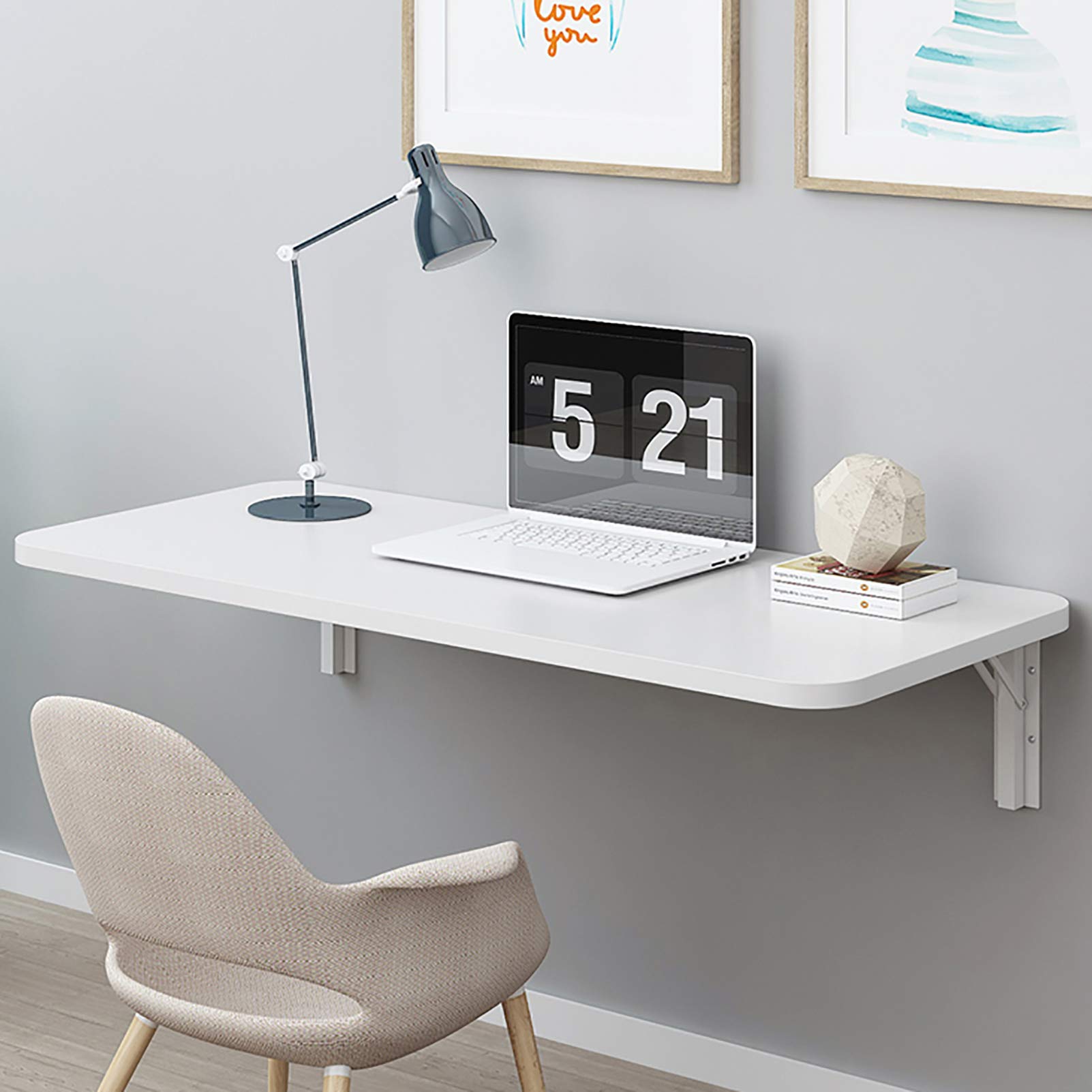 Feelme Wall Mounted Folding Computer Desk - Space Saving Small Desk for Home Office, Kitchen, Dining, Study & Kids Room (Multiple Sizes) | Perfect for Apartments, Dorms & Compact Spaces