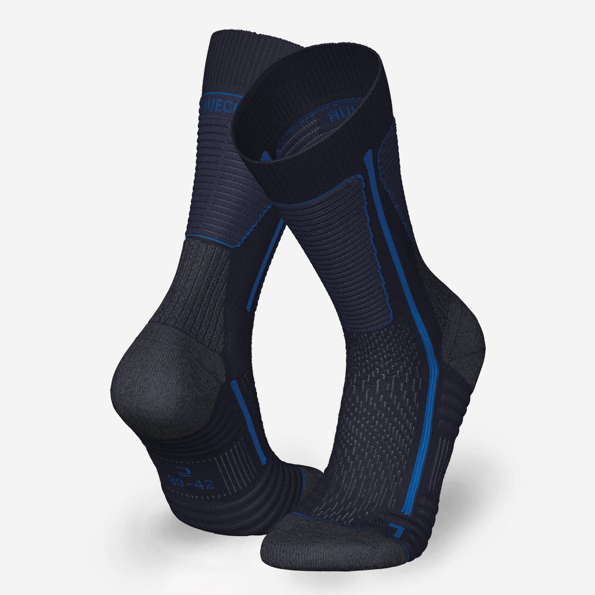 Quechua SH500 Merino Wool Winter Hiking Socks - 2 Pairs Pack for Men & Women - Warm Thermal Socks for Outdoor Activities, Skiing, and Snowboarding