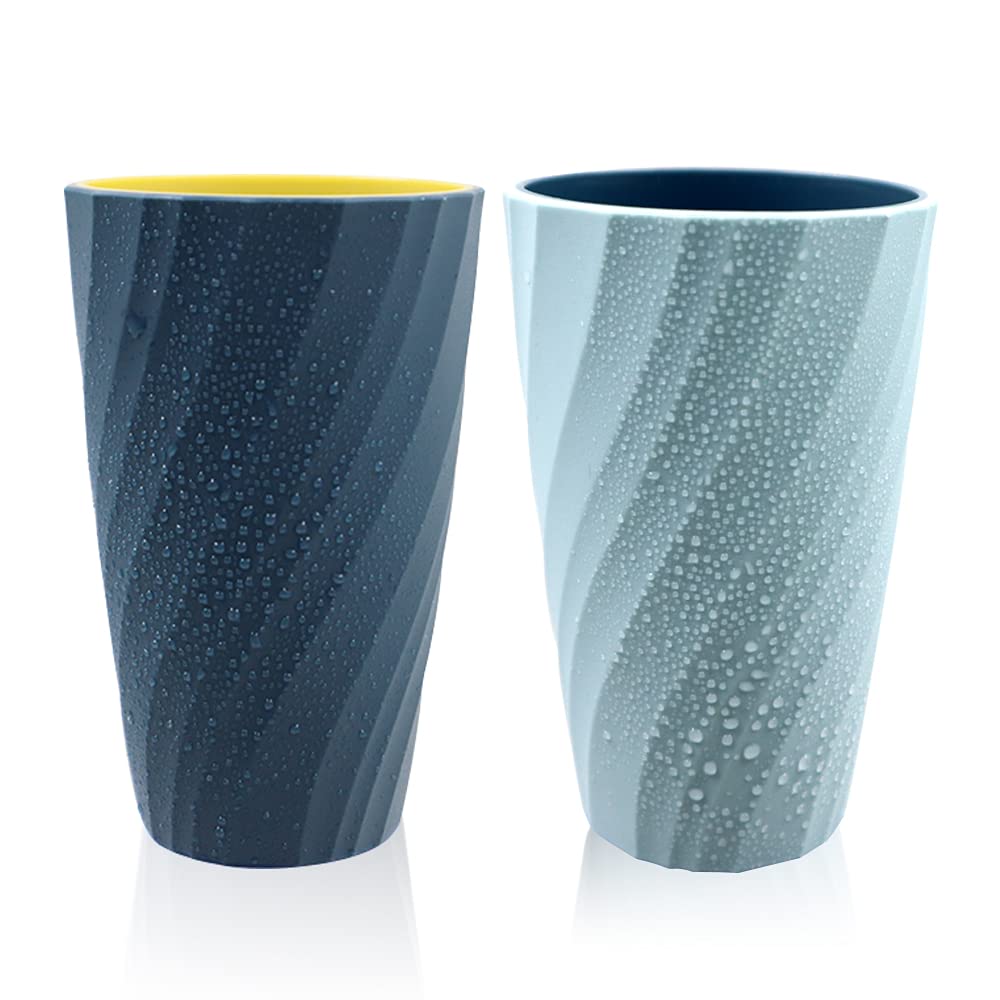 2-Pack Unbreakable Toothbrush Holder Cups - Durable Bathroom Tumbler for Toothbrush & Accessories Organization (Light Blue & Dark Blue) - Perfect for Bathroom Countertop, Travel, and Dorm Essentials