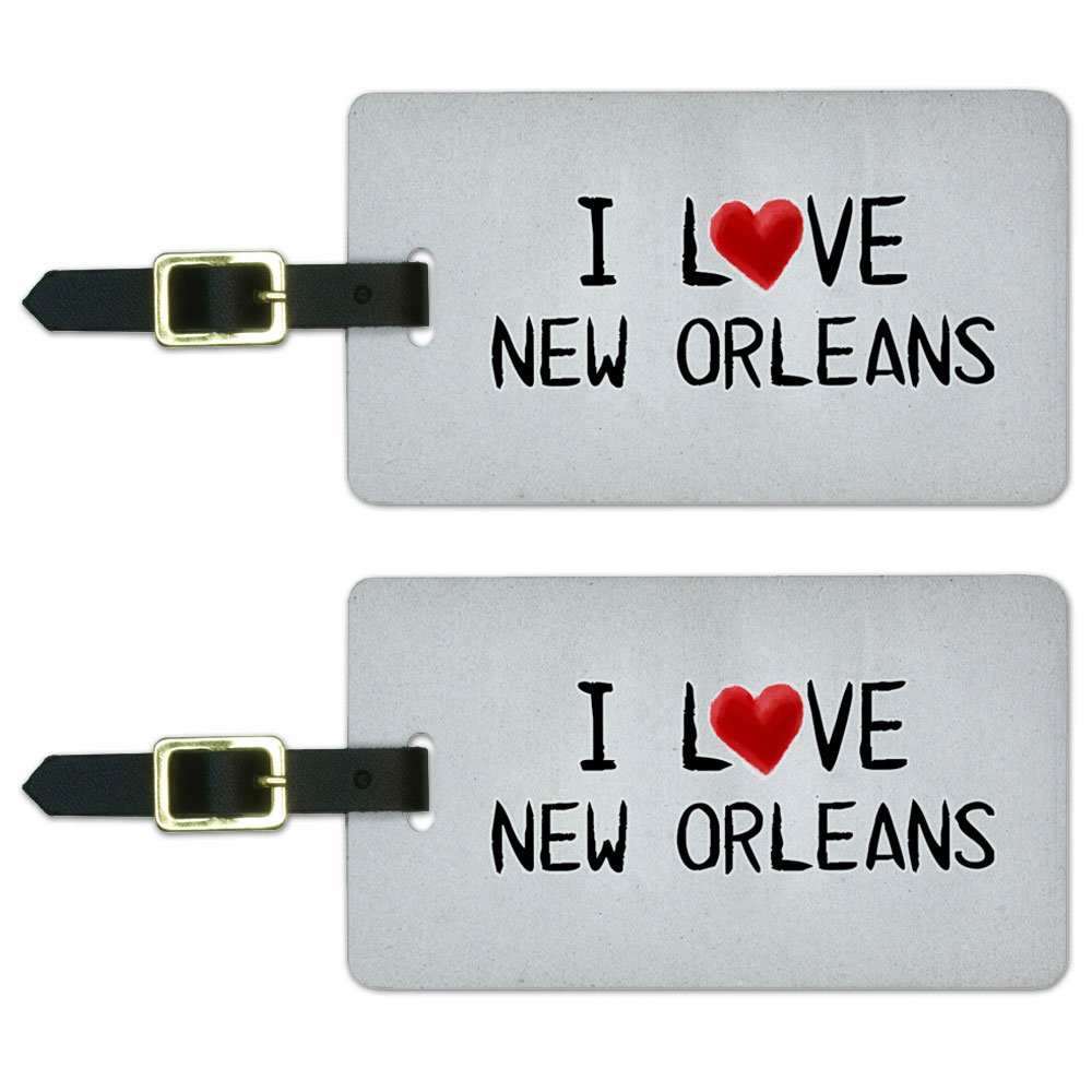 New Orleans Themed Luggage Tags Set of 2 - Durable Carry-On ID Tags with 'I Love New Orleans' Design - Perfect for Travel, Suitcase Identification & Souvenir Gift