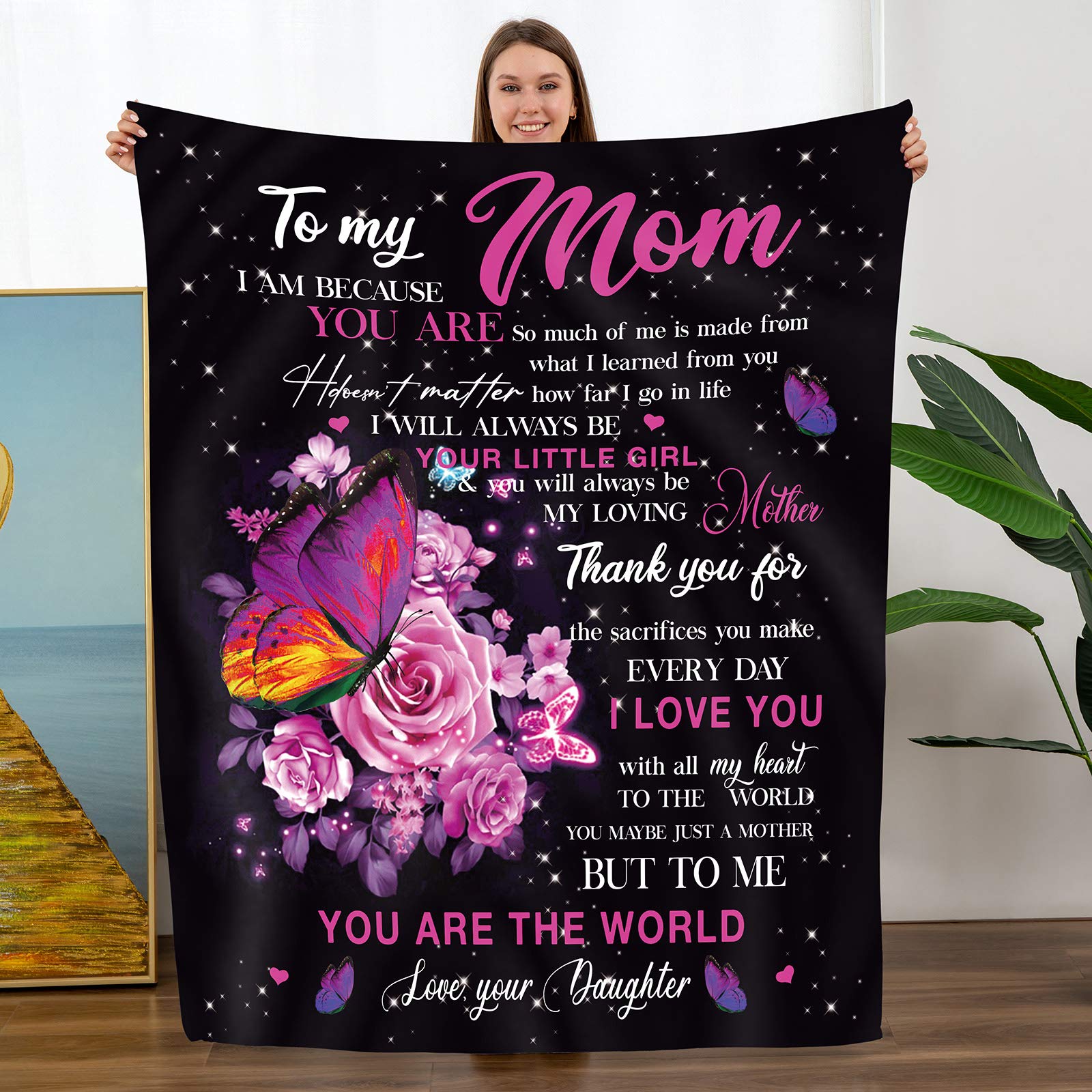 Soft Flannel Throw Blanket for Mom - Cozy Birthday & Mother's Day Gift from Daughter - Perfect for Couch, Bed & Relaxation