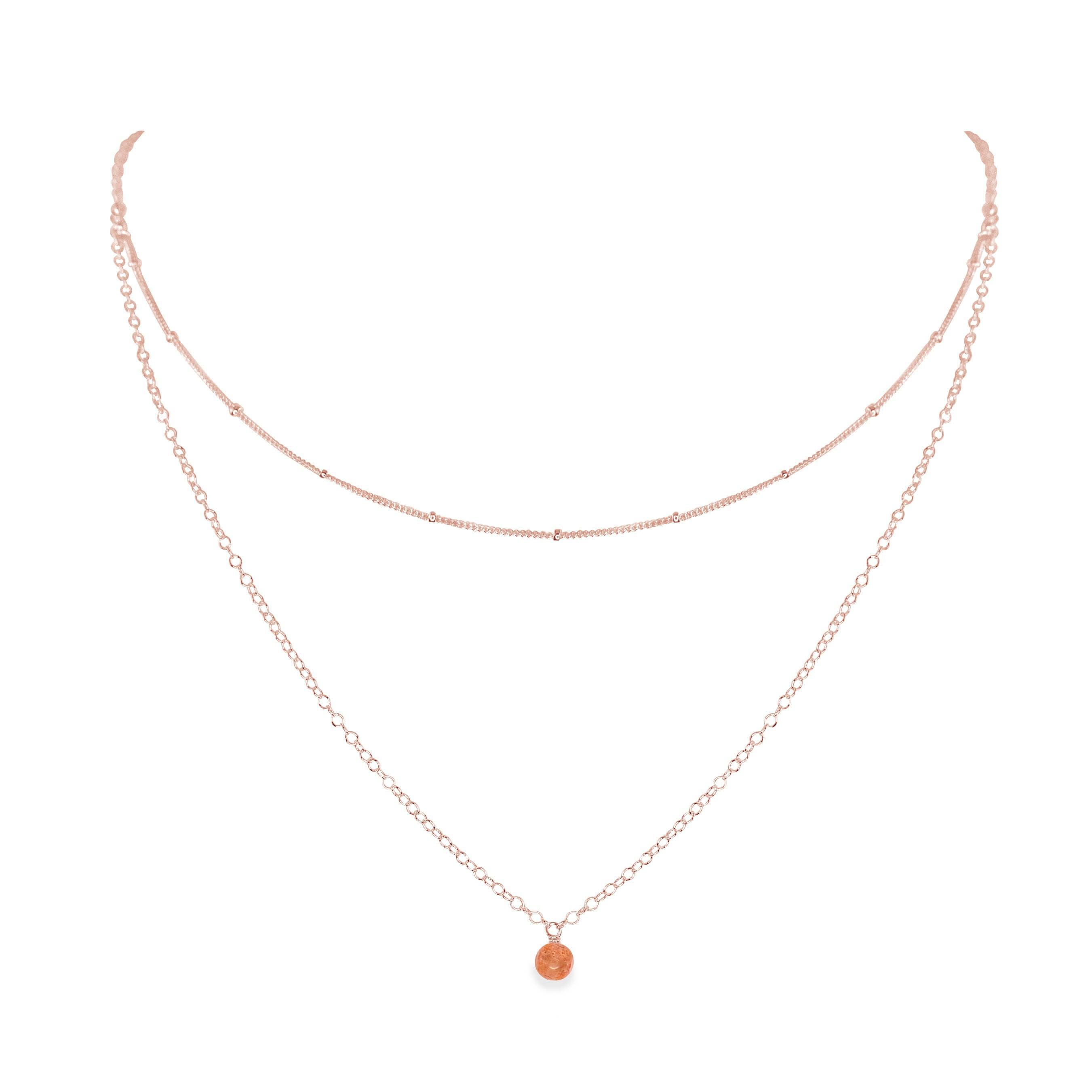 Sunstone Gemstone Layered Choker Necklace for Women - Elegant Bohemian Jewelry for Everyday Wear, Date Nights & Special Occasions