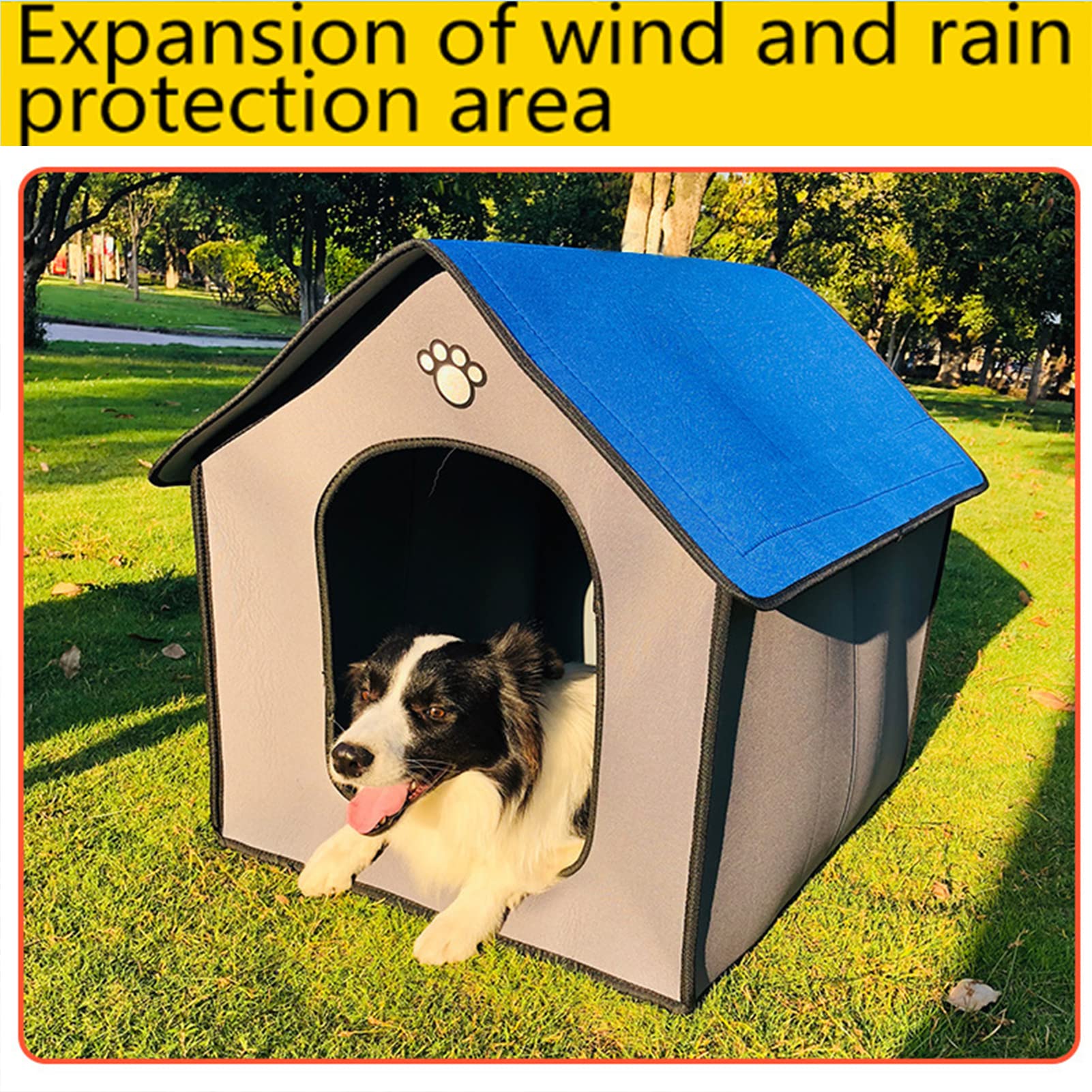 **Weatherproof Portable Dog House & Cat Cave - Indoor/Outdoor Pet Shelter, Warm Cozy Sleeping Bed for Dogs & Cats, Easy to Assemble (Gray Blue, Large) - Perfect for Backyards, Patios & Home Use**