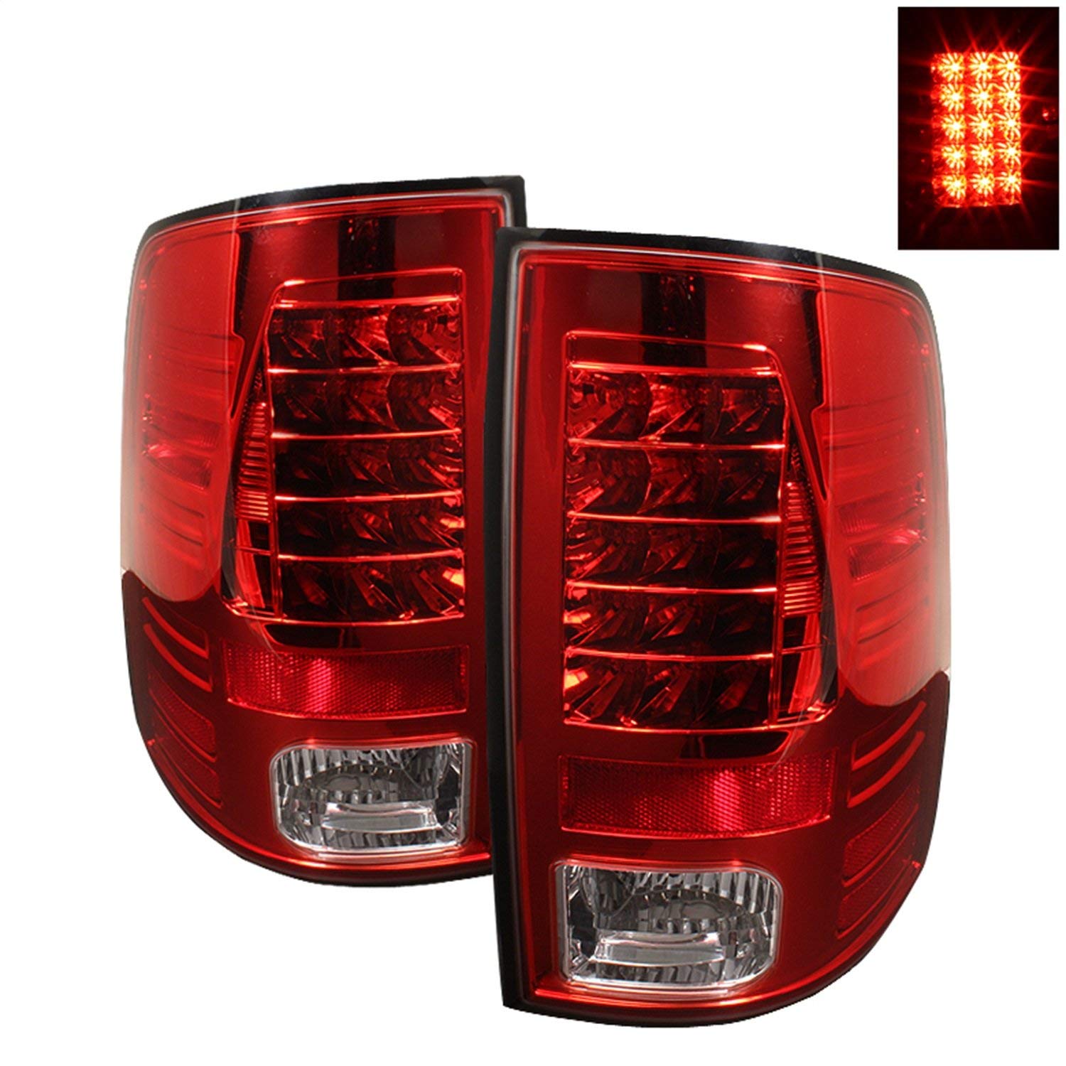 Spyder Auto 5017567 LED Tail Lights Red/Clear - High Visibility Brake Lights for Trucks & SUVs