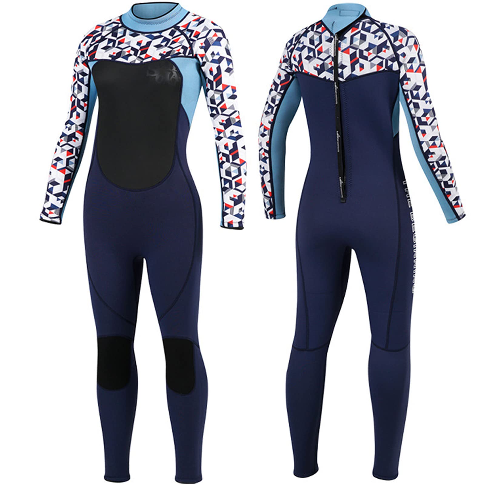 3mm Women's Full Body Wetsuit with Back Zip - Long Sleeve Diving Suit for Warmth & UV Protection (SPF50+) - Perfect for Scuba Diving, Surfing, Swimming & Water Sports
