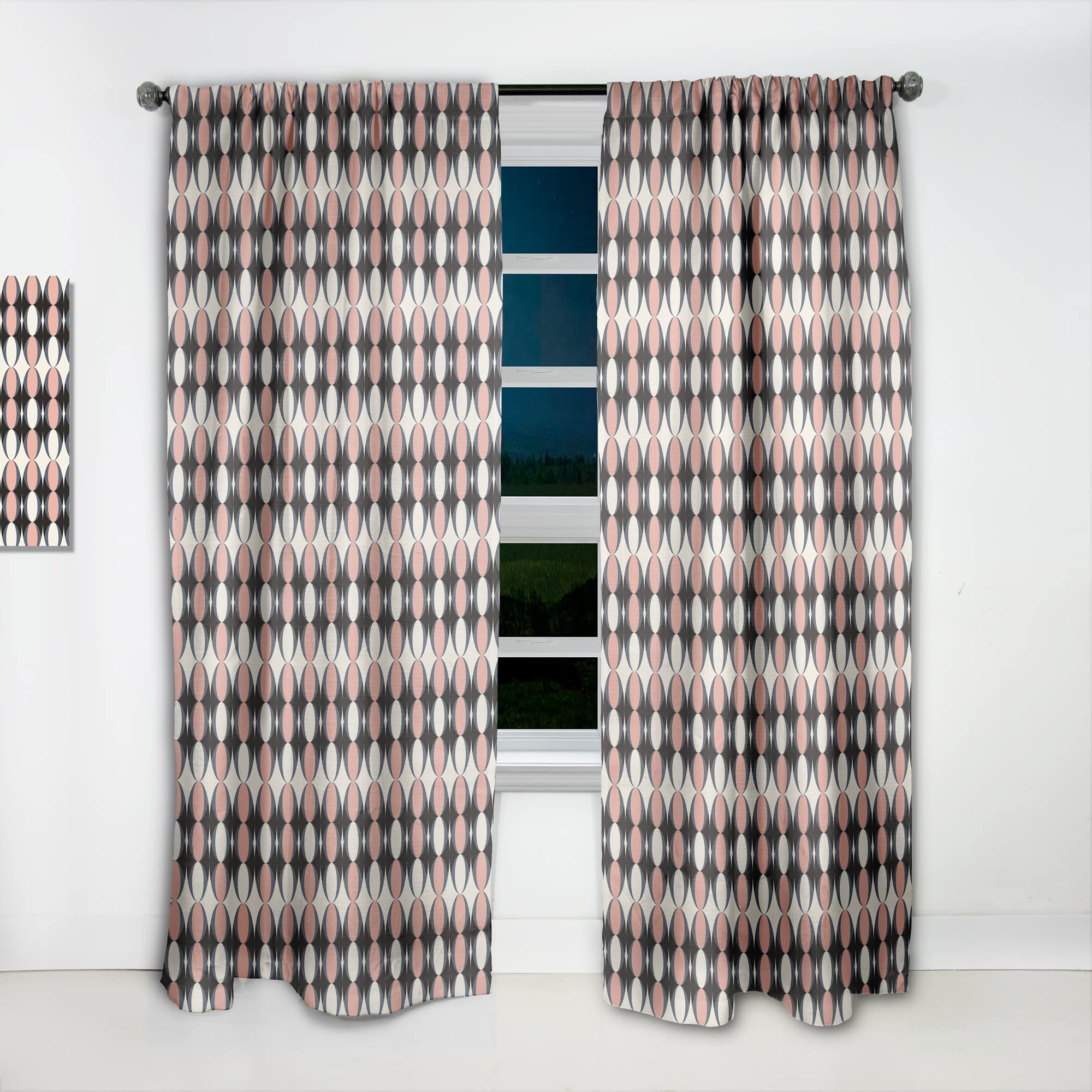 DesignQ Retro Circular Pattern II Thermal Insulated Curtains - Single Panel 52x108 Inches - Blackout Drapes for Bedroom & Living Room - Perfect for Home Decor and Light Control