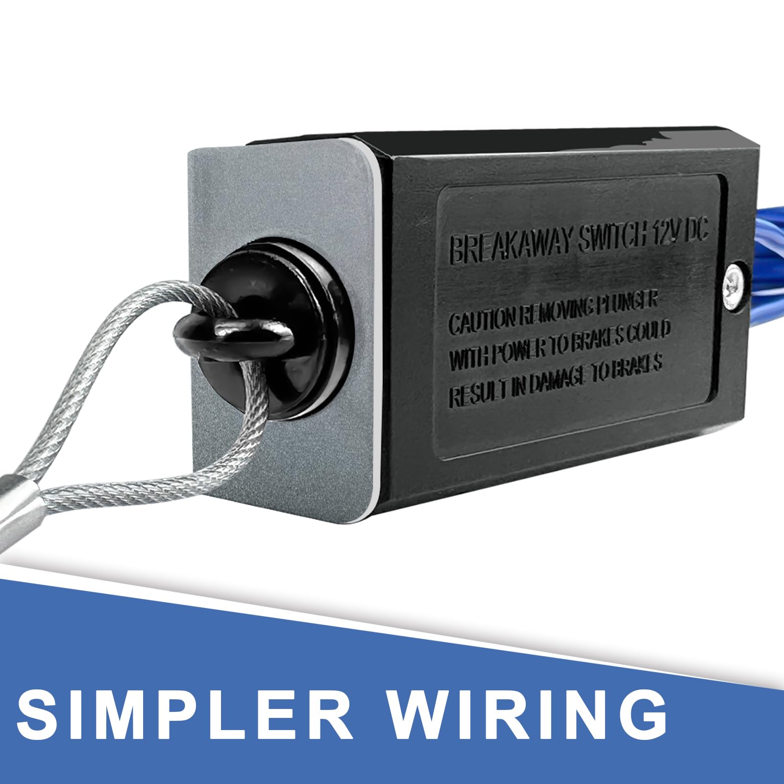 Trailer Breakaway Switch with 4FT Coiled Cable - Electric Brake Switch for RV Towing & Travel Trailers | Heavy-Duty Wire Rope Safety Device | Perfect for Emergency Braking During Towing & Camping Trips