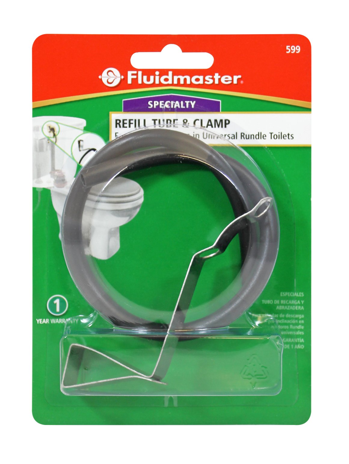 Fluidmaster 599 Universal Toilet Refill Tube and Clamp Replacement Kit - Black - Compatible with Most Toilet Brands - Easy DIY Installation for Leak Repair & Maintenance