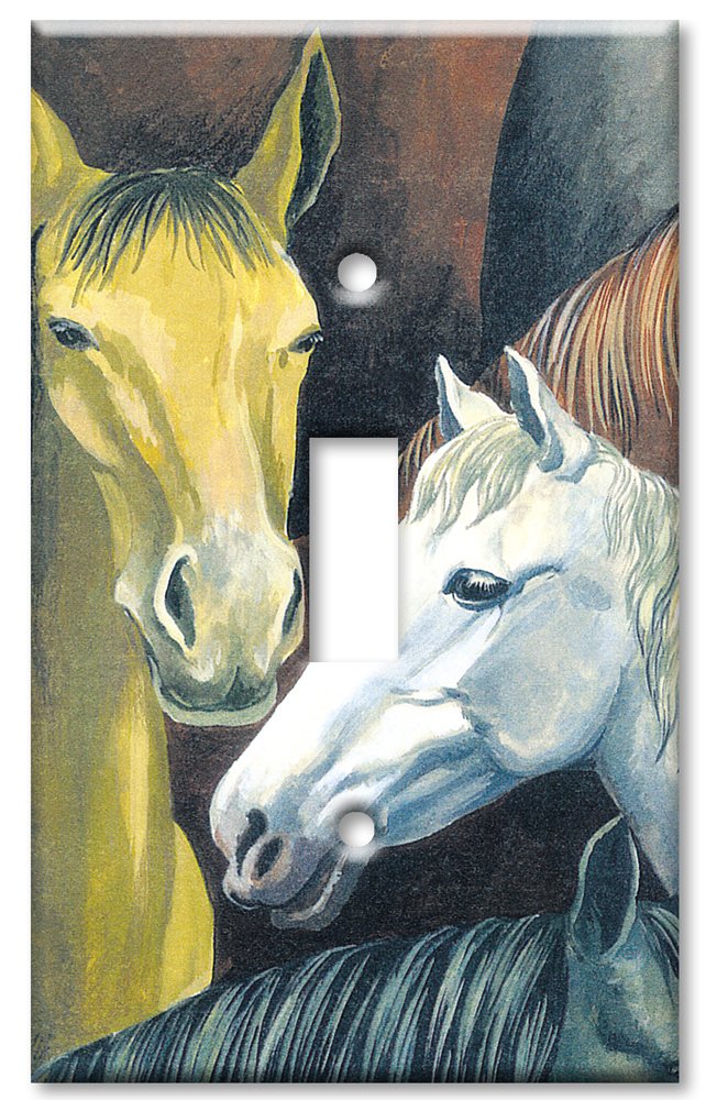 Decorative Horse Switch Plate Cover - Single Toggle Light Switch Plate - Perfect for Western, Ranch & Equestrian Home Decor