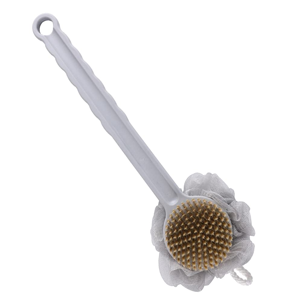 Double Sided Bath Brush with Long Handle - Exfoliating Back Scrubber for Shower, Body Wash & Massage - PBT Loofah Sponge for Men & Women - Perfect for Deep Cleaning & Relaxing in Bath or Shower