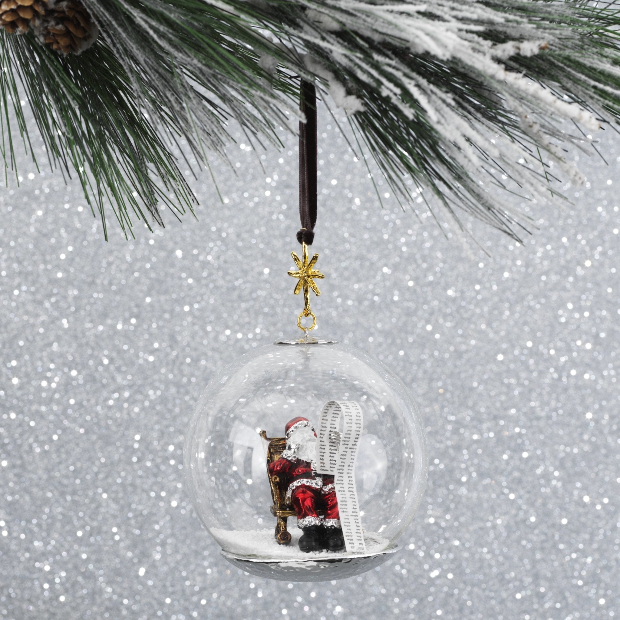 Santa Snow Globe Ornament - Christmas Tree Decorations with Festive Holiday Scene - Perfect for Xmas Gifts, Home Decor & Winter Wonderland Displays