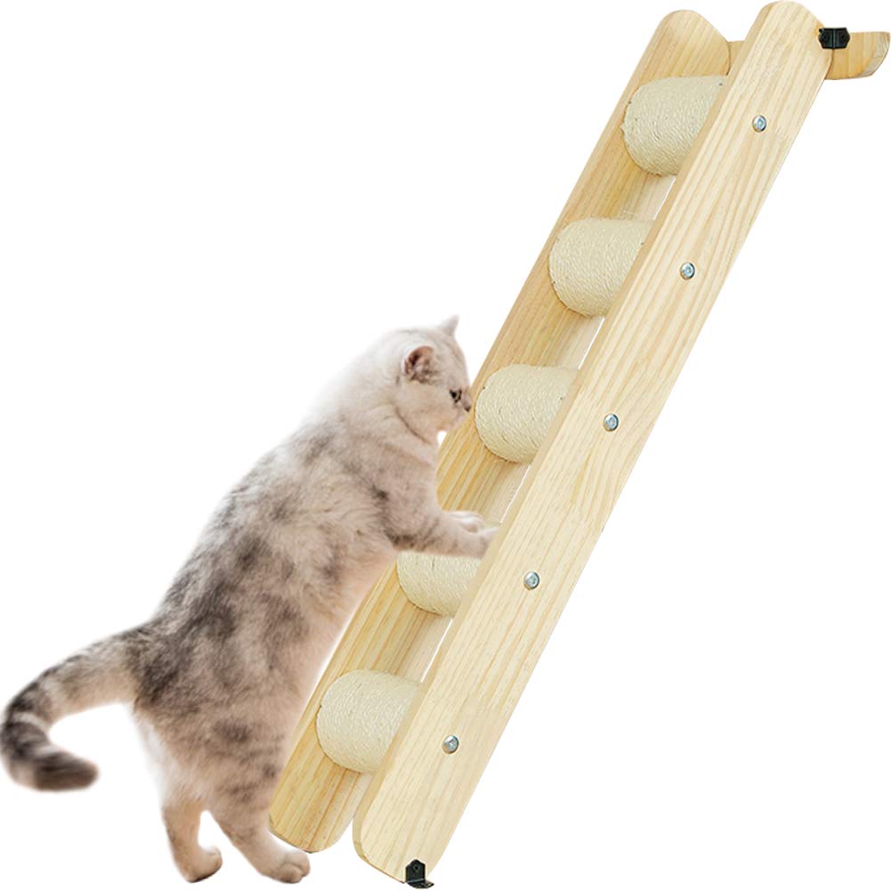La La Pet® Wall Mounted Cat Bed - Floating Wooden Cat Shelf & Capsule House - Multi-Level Perch, Ladder & Lounger for Climbing & Relaxing - Perfect for Small Spaces & Cat Furniture Enthusiasts