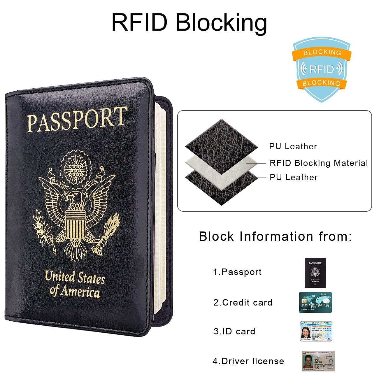 Premium PU Leather Passport Holder & Neck Wallet Travel Set - RFID Blocking Security for International Trips, Vacations & Airports