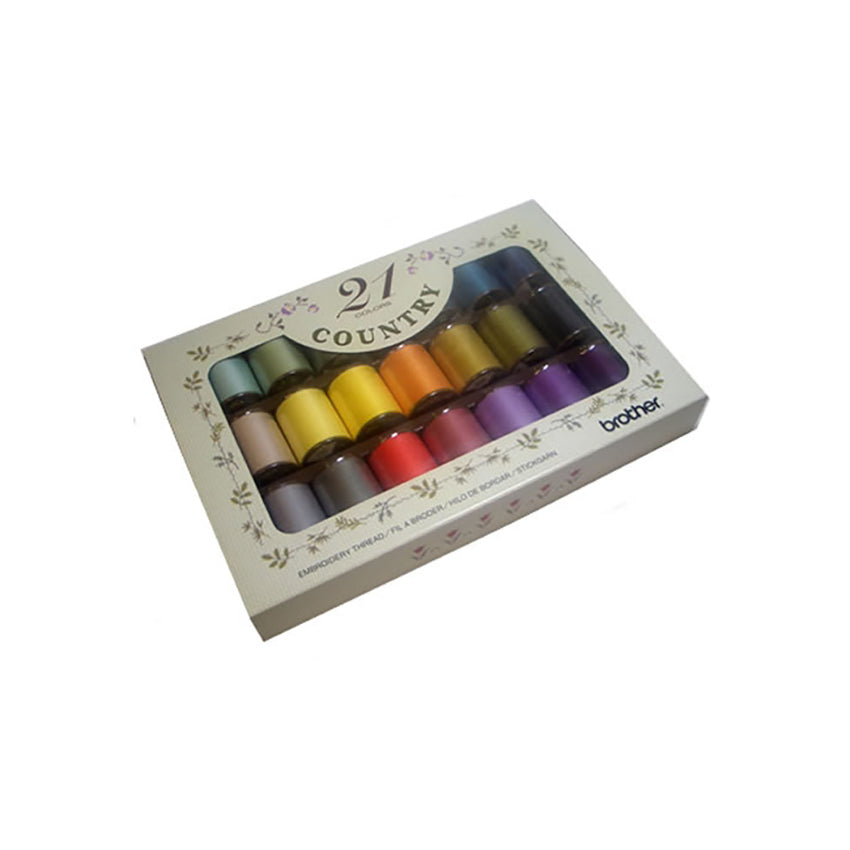 Brother Polyester Embroidery Thread - 21 Color Assorted Pack for Sewing, Quilting & DIY Crafts | High-Quality Machine Embroidery Thread for Home Decor & Fashion Design