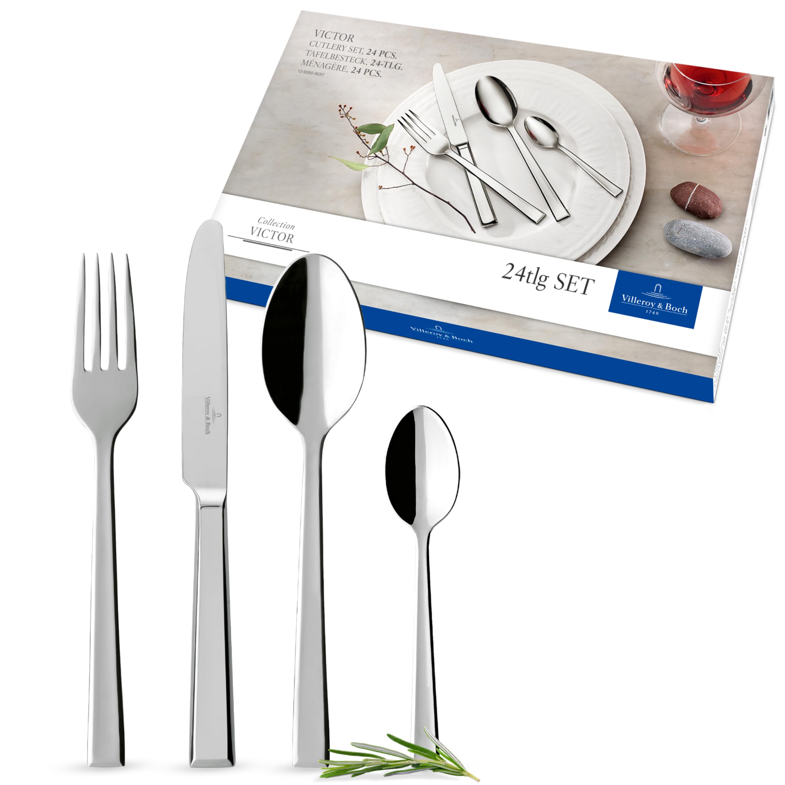 Villeroy & Boch Victor 24-Piece Dinnerware Set - Elegant Porcelain Tableware for Fine Dining, Entertaining & Everyday Use