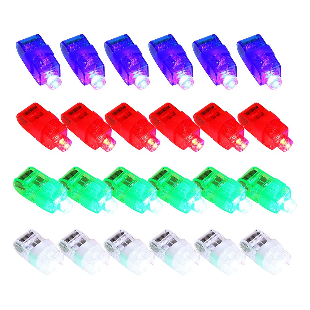 24pcs LED Finger Lights Glow Sticks - Colorful Light Up Ring Toys for Kids & Adults (Random Colors) - Perfect for Parties, Raves, Concerts & Night Events