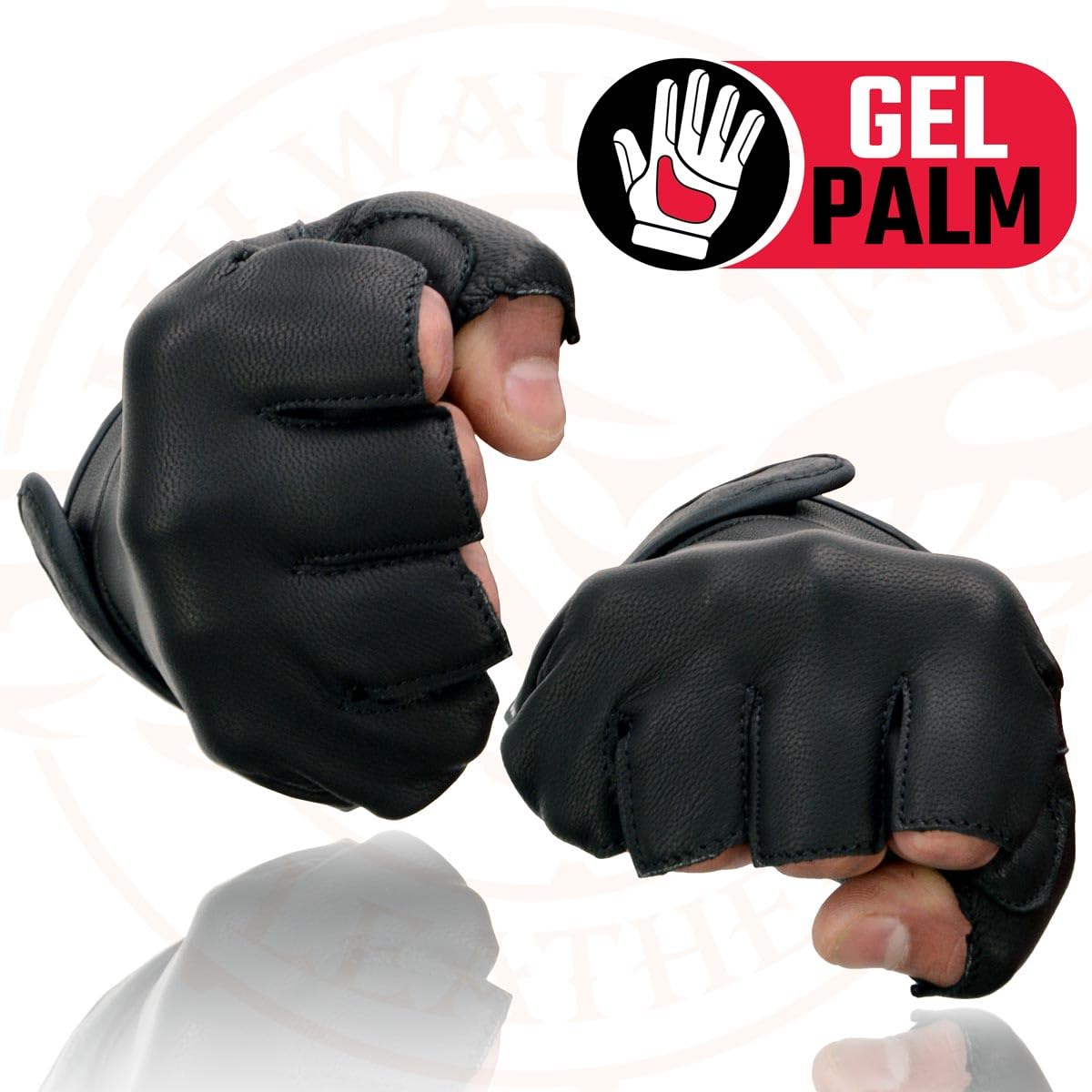 Milwaukee Leather MG7585 Men's Black Fingerless Motorcycle Gloves - Gel Padded Palm, Full Panel Cover, Medium Size | Comfortable Riding Gloves for Cruiser & Sport Bikes
