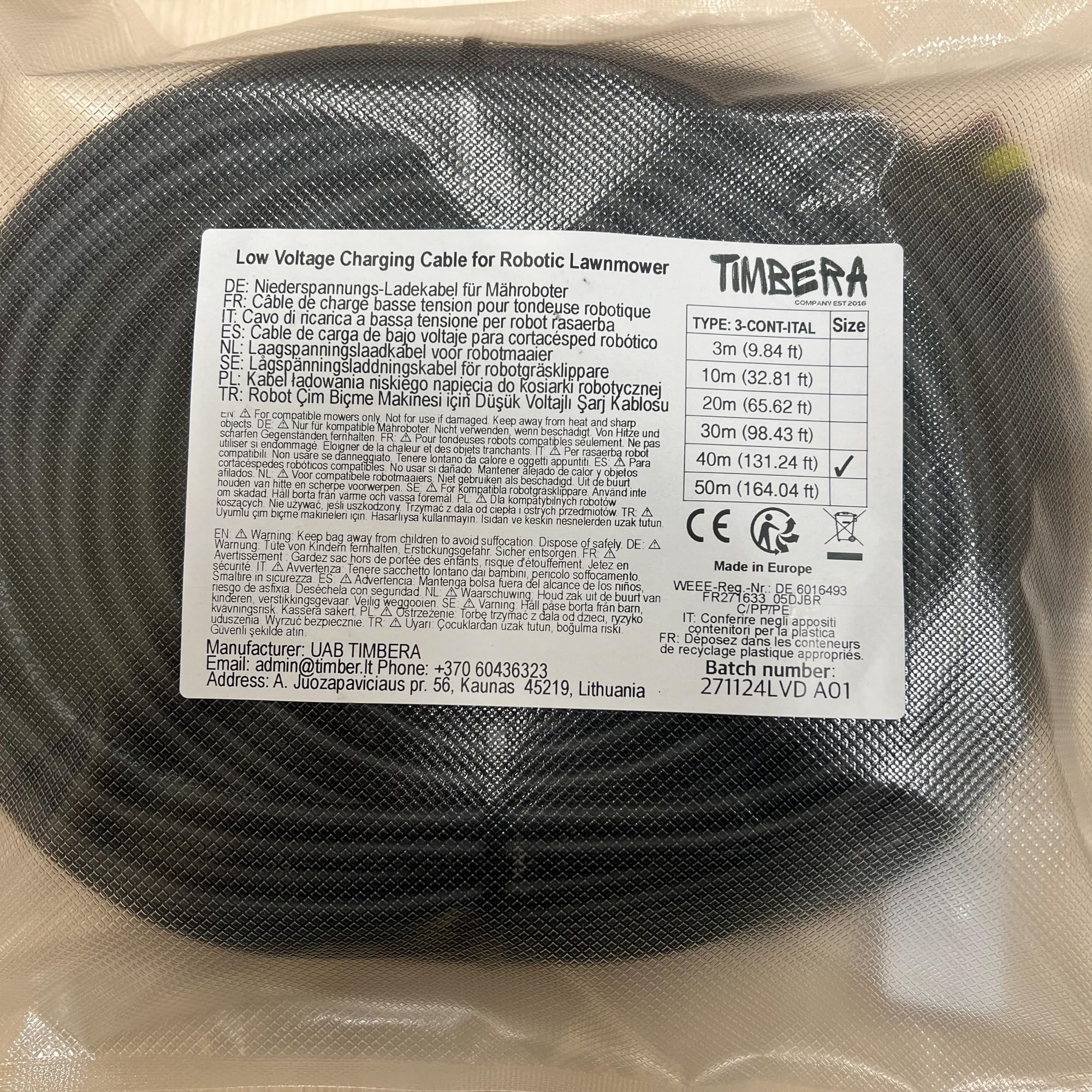40m Heavy-Duty Robot Mower Extension Cable - Compatible with Gardena SILENO - Weatherproof Charging Cord for Power Adapter & Station - Perfect for Large Yards & Automated Lawn Care Systems