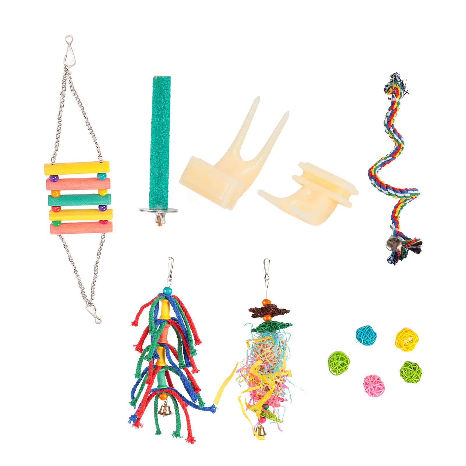Yinuoday Parrot Swing Toys - Hanging Bird Perch Stand with Chewing & Climbing Ladders - Fun Exercise & Play Toy for Parakeets, Cockatiels, Conures - Perfect for Bird Cages, Aviaries & Playtime