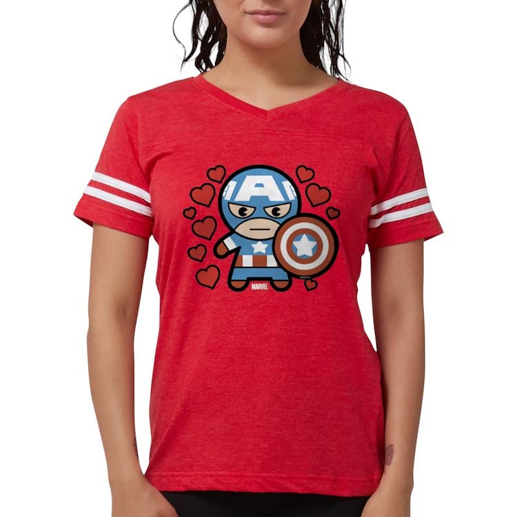 Captain America Hearts T-Shirt | Football Jersey | Marvel Superhero Apparel for Men & Women | Perfect for Game Day, Cosplay & Casual Wear