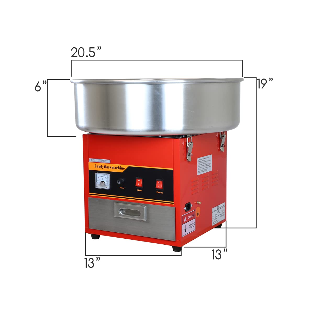Commercial Cotton Candy Machine - Large Professional Candy Floss Maker for Parties & Events (Red) - Perfect for Birthday Parties, Carnivals, Fairs & Concession Stands