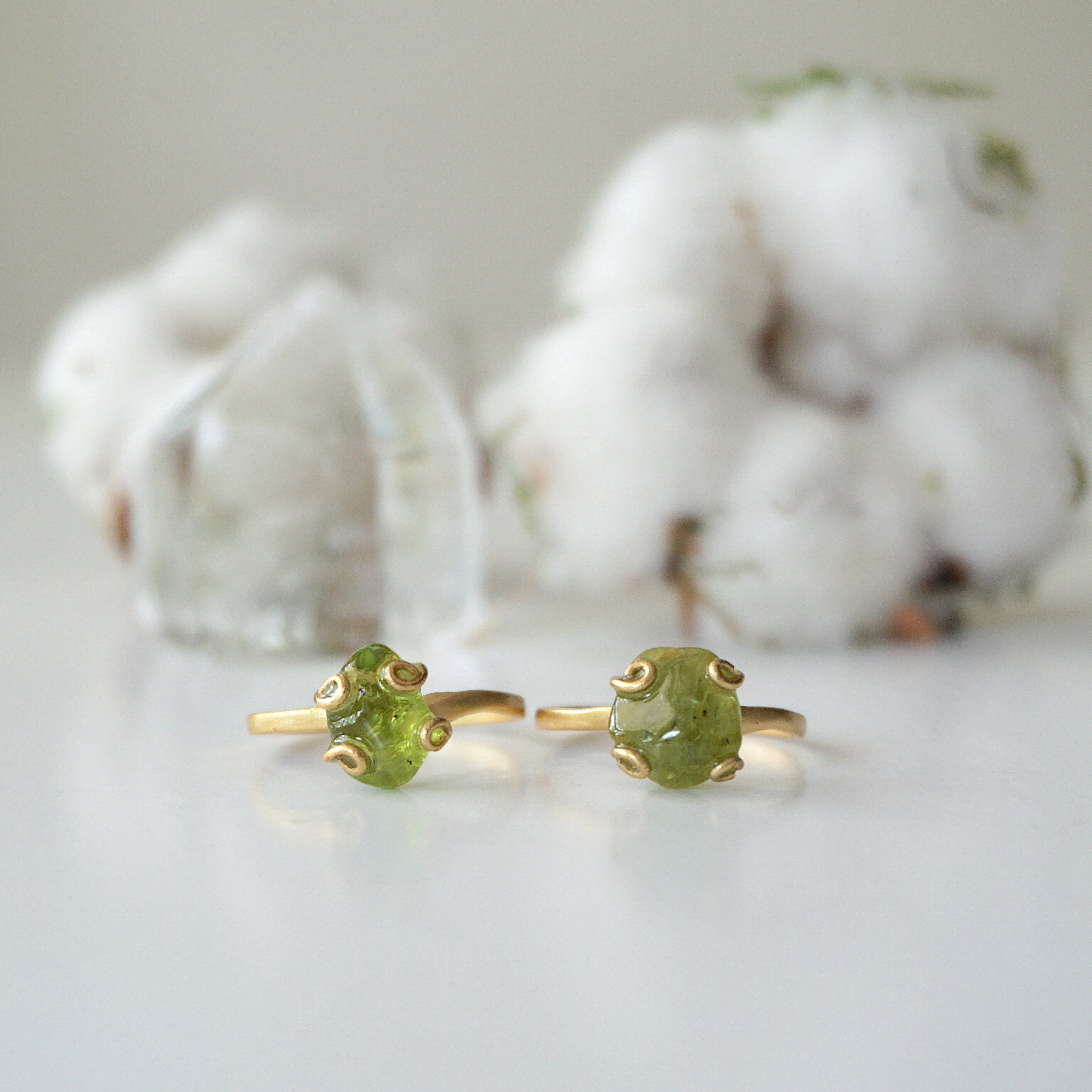 14K Gold Filled Raw Green Peridot Adjustable Ring for Women | Boho Chic Jewelry Gift for Birthday, Anniversary & Everyday Wear