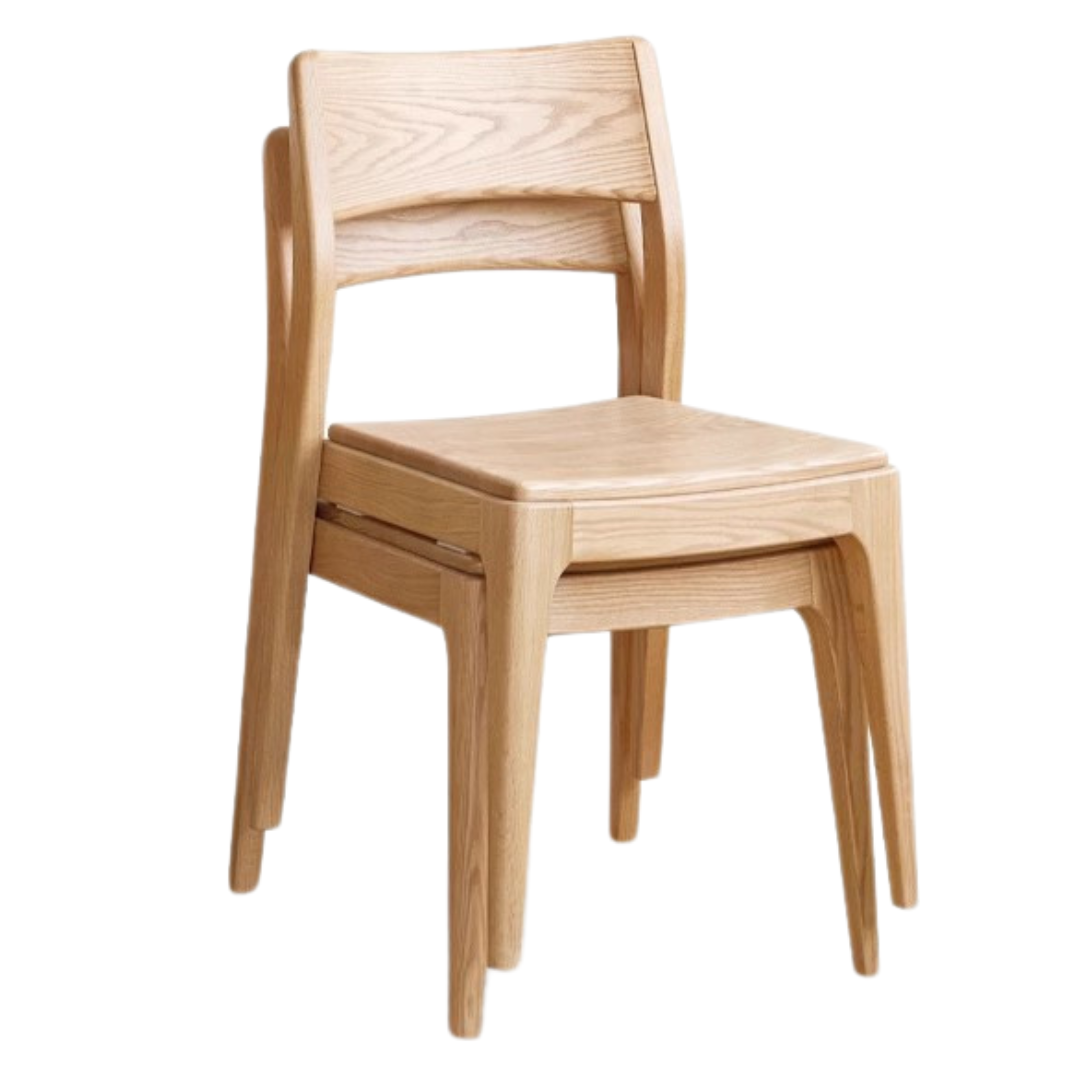 Solid Oak & Ash Wood Stacking Dining Chairs - Heavy Duty & Space-Saving for Restaurants, Events & Home Use