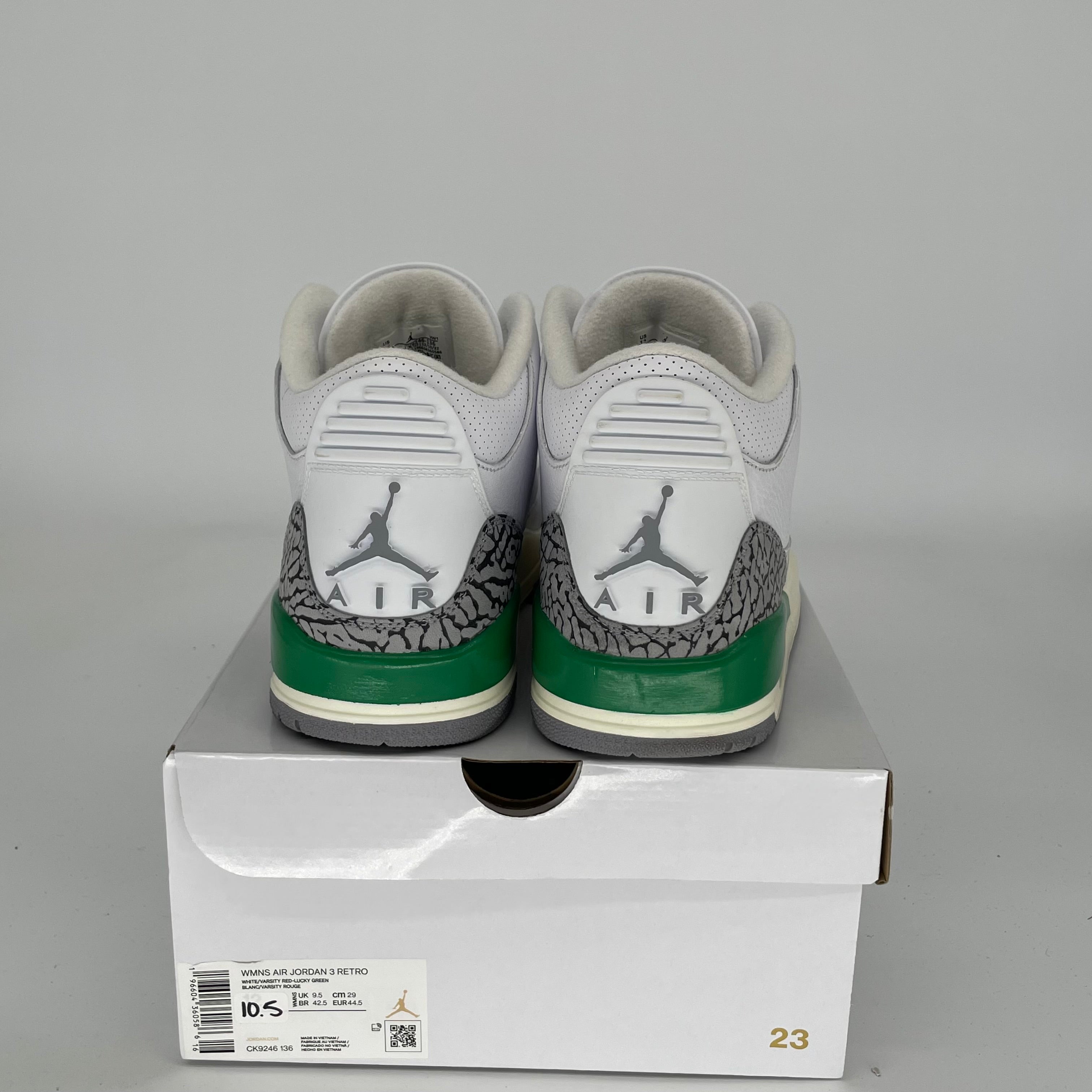 AIR JORDAN 3 Lucky Green Basketball Shoes - Women's Size 10.5/12W (CK9246-136) - Retro Style Sneakers for Sports, Casual Wear & Street Fashion