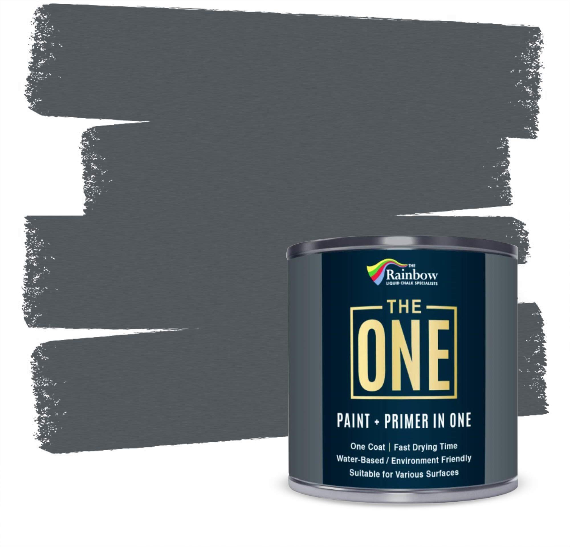 THE ONE Paint & Primer: Most Durable All-in-One Interior & Exterior Paint for Furniture, Cabinets, Doors, Walls - Fast Drying Gloss Finish (Dark Grey, 1 Liter) - Perfect for Kitchen, Bathroom & Home DIY Projects