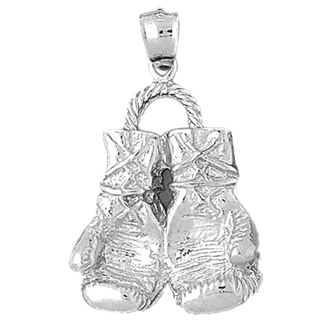 Silver Boxing Gloves Necklace - Rhodium Plated 925 Sterling Silver Boxing Pendant with 18 Inch Chain | Perfect Gift for Boxers, Fight Fans & Sports Lovers - Great for Training Motivation, Boxing Events & Everyday Wear